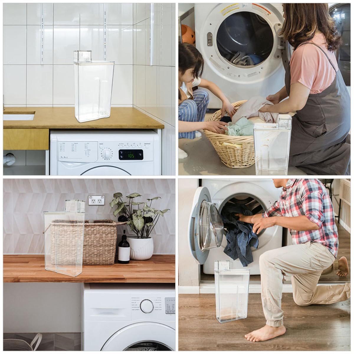 TOYANDONA Contenitore per Detersivo in Polvere Trasparente Coperchio, Secchiello per Lozione da 2 Pezzi, Contenitori per Lavanderia di Grande Capacità, Tenuta Stagna e Multiuso per Casa