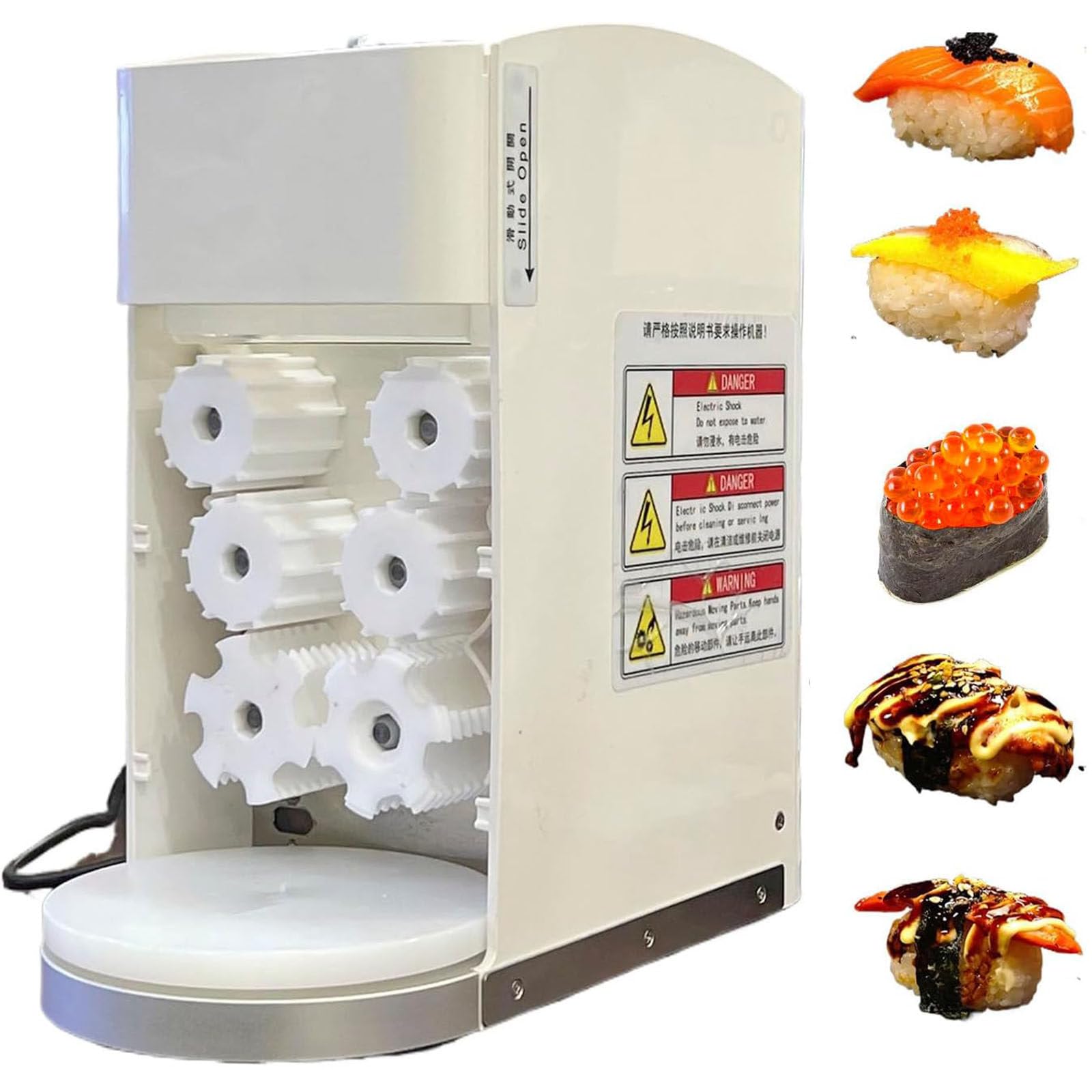 Máquina Comercial para Hacer Nigiri Sushi, 18 g de arroz, firmeza Ajustable, Moldeado automático del arroz, Alto Volumen de producción, Plato Giratorio, sensores Inteligentes.