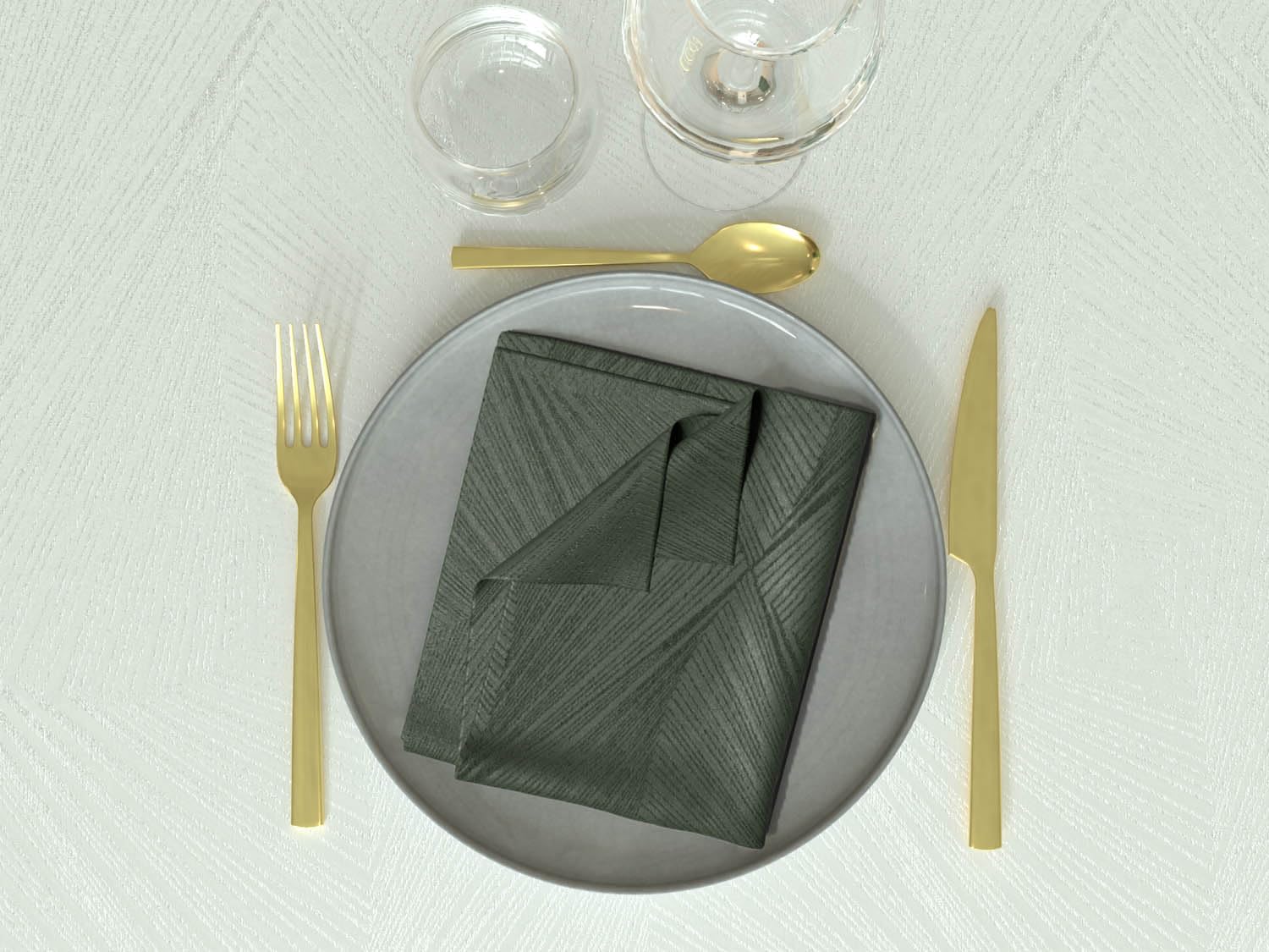 Soleil d'ocre, Set of 3 Napkins 45 x 45 cm Luxury Green