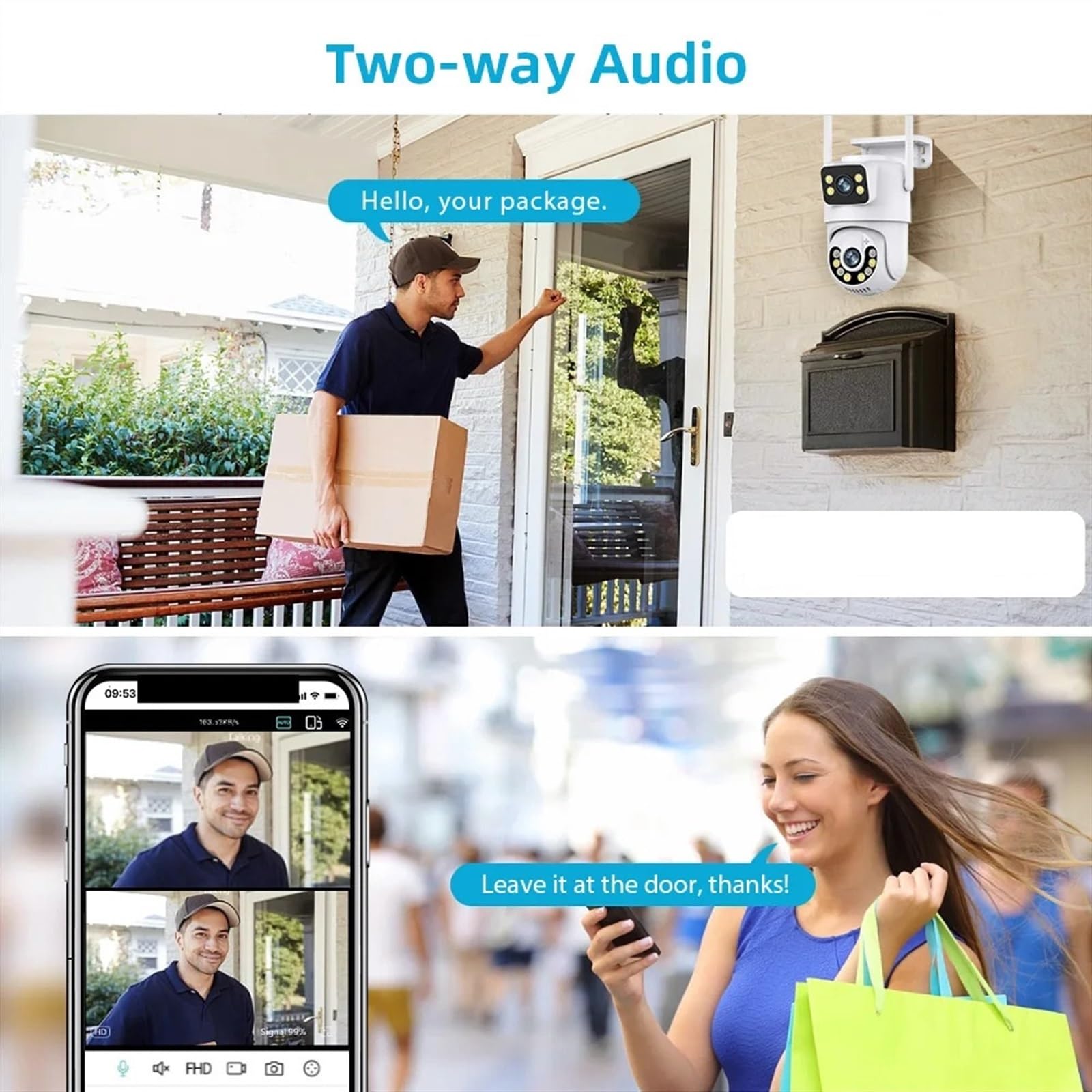 Kamera bezpieczeństwa zewnętrzna, Kamera Wi-Fi 8MP 4K PTZ Podwójny obiektyw Śledzenie AI Ochrona bezpieczeństwa Kamery monitorujące Wi-Fi Bezprzewodowa kamera CCTV Kamera Wi-Fi 360 ° Kamera bezpieczeń