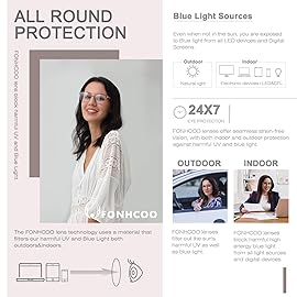 FONHCOO Blue Light Blocking Glasses Women Men TR90 Round Computer Eyeglasses (Purple)