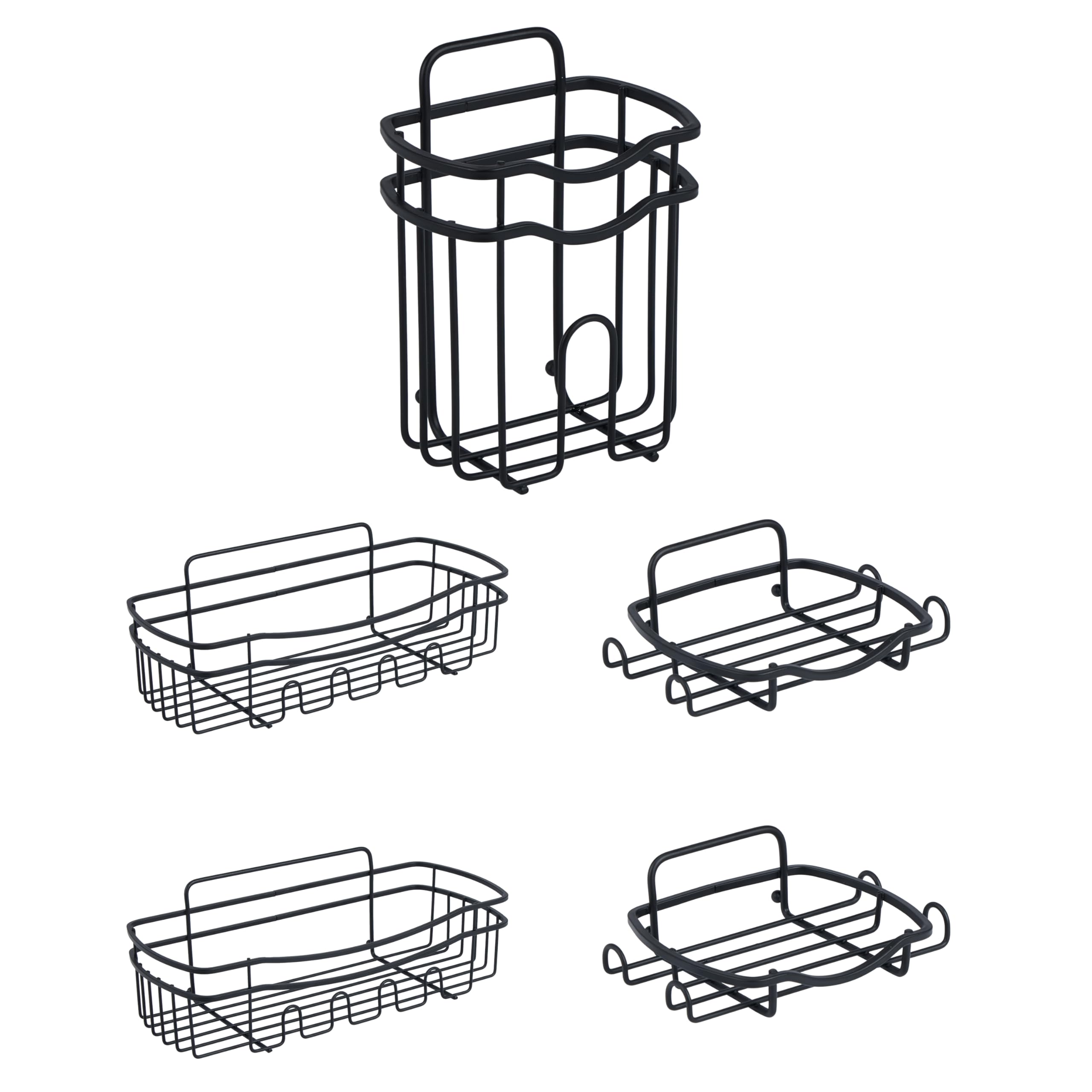Bath Bliss Adhesive Shower Caddy Organizer 5 Piece Set 2 Soap Dishes 1 Small Organizer 2 Large Organizers