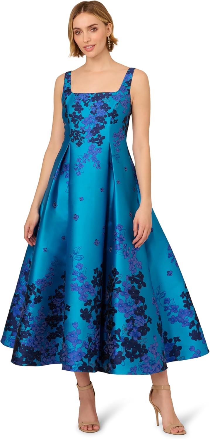 Adrianna Papell Womens Border Jacquard Dress