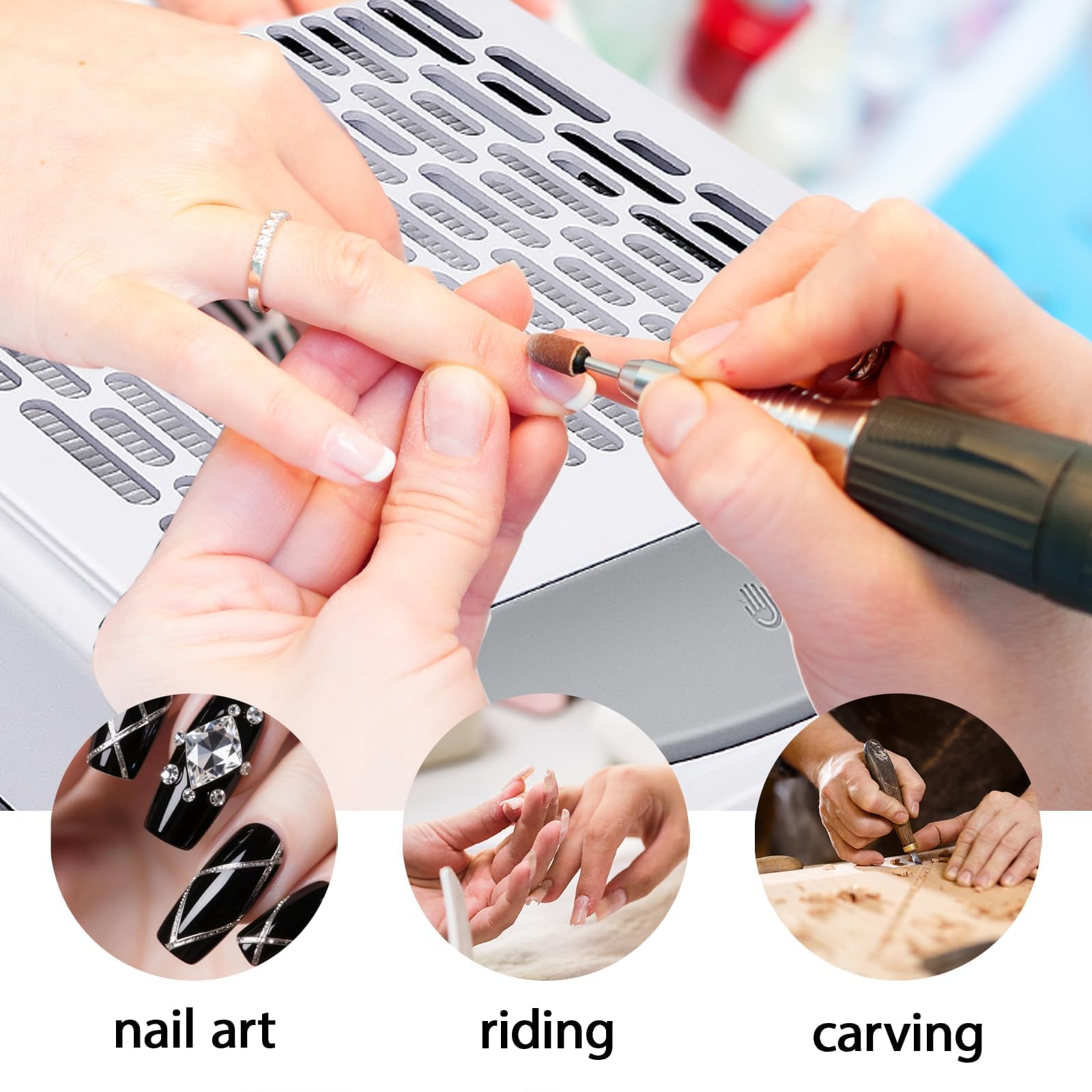 Aspirapolvere Professionale Nail Improvement 100w,Aspirapolvere Per Unghie Con Velocità E Intensità Di Aspirazione Regolabili,Filtro Riutilizzabile,Usb Per Ricarica Smartphone, Manicure Unghie (B)