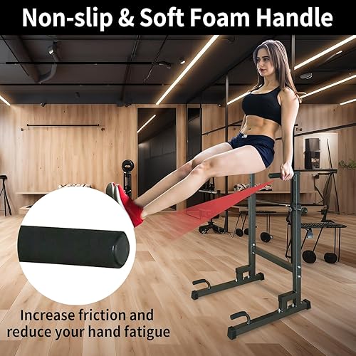 Miniatura 6 de Adjustable Height Dip Bar Station, Heavy Duty Dip Station Push Up Bar for Home Gym,Multi-function Dip Station Pull Up Bar Full Body Strength