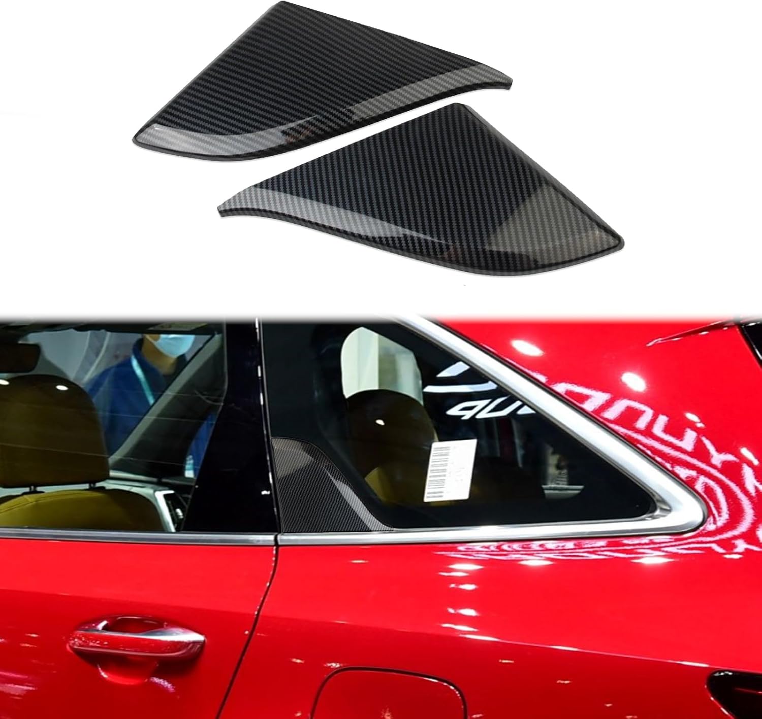 Korlot Side Window Louvers Shades Cover Trim Blinds Accessories for 2021-2026 KIA Sorento (Carbon Fiber Pattern)