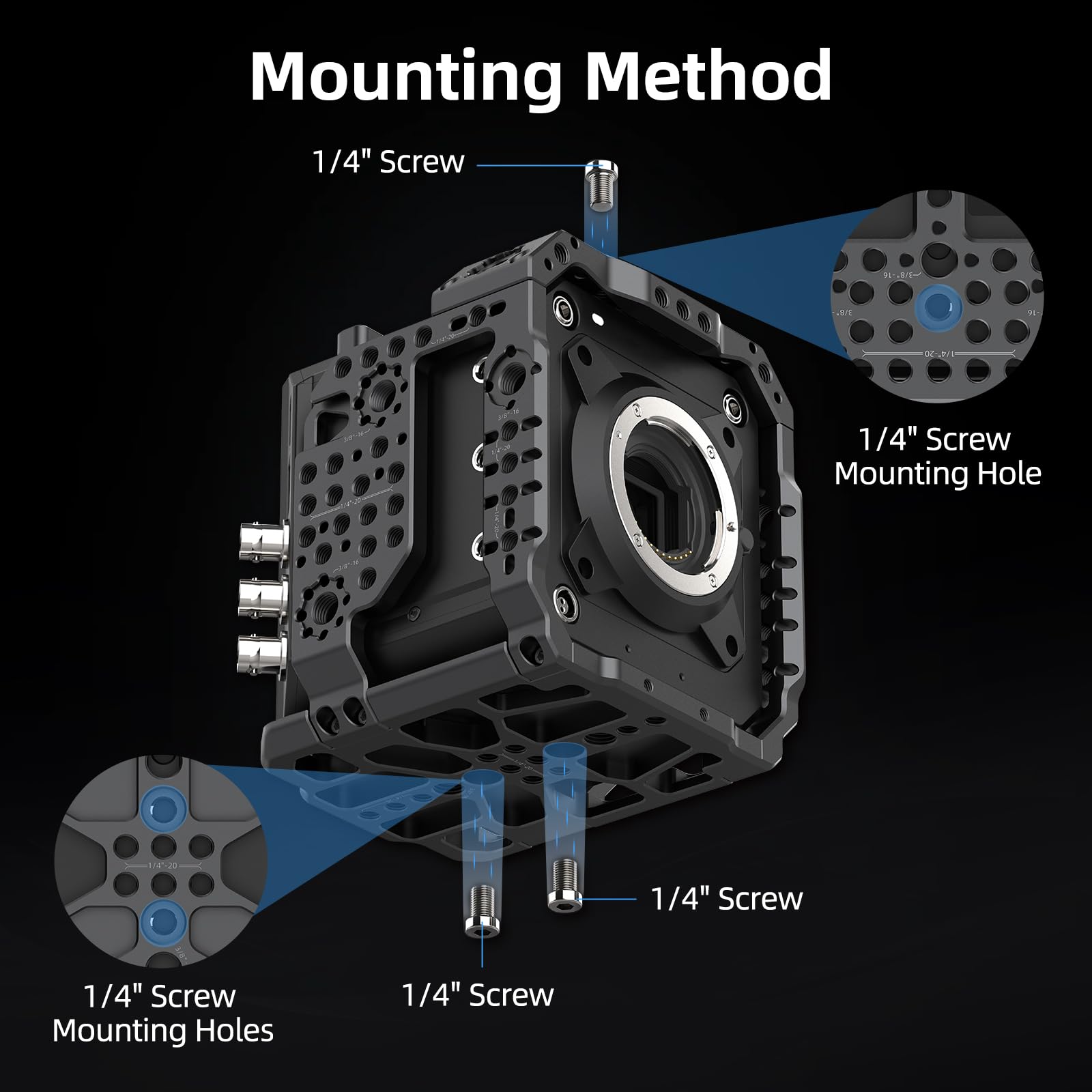 Nitze Cage pour Z CAM E2 Mark II, E2-S6 Mark II / E2-F6 Mark II / E2-M4 Mark II avec Patins à Froid Intégrés et Rails NATO - T-Z03A