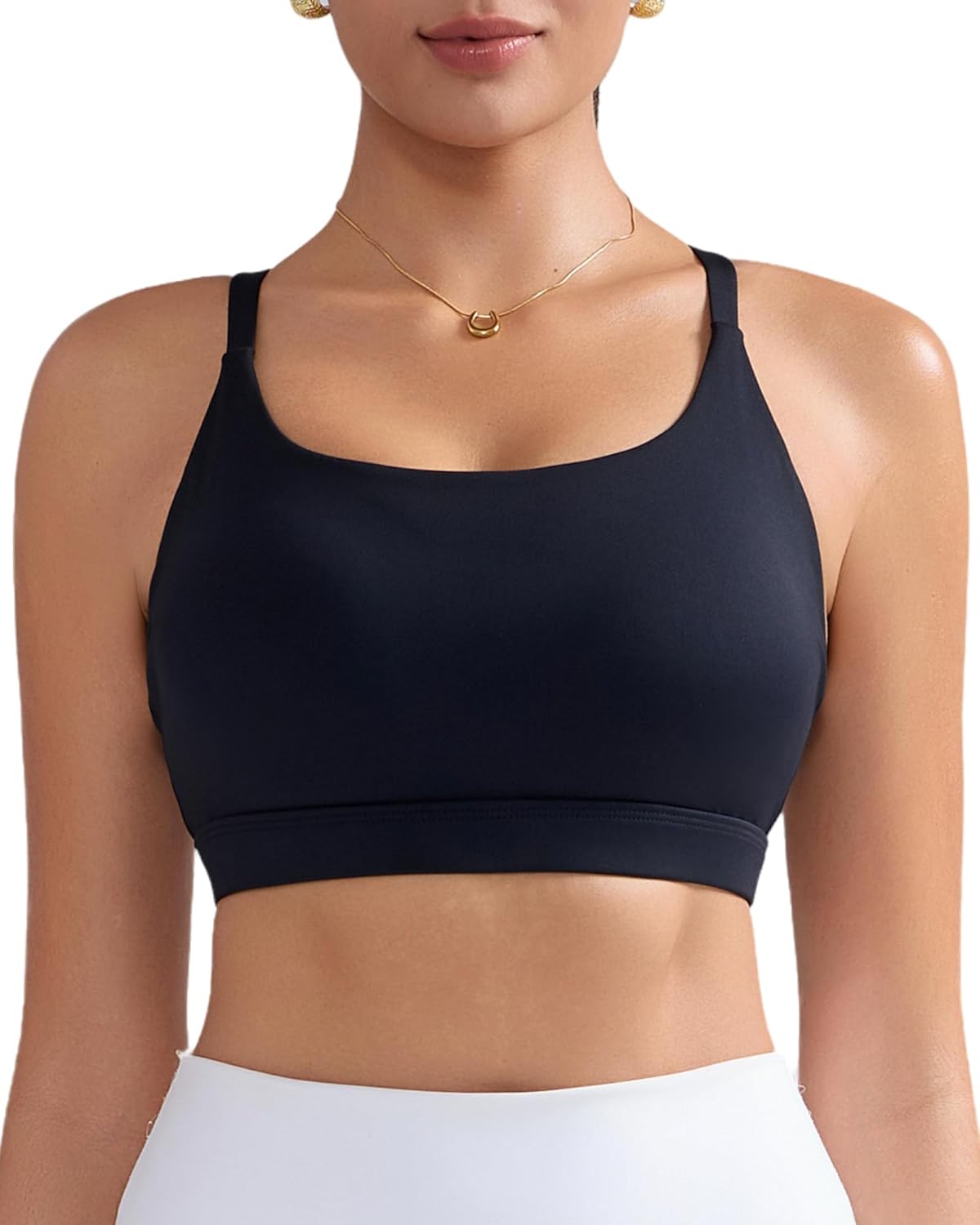 RUNNING GIRL Sports Bras for Women,Light Impact Molded Cup Strap Sports Bra with Sewn in Pads,Best for A-C Cup - Image 2