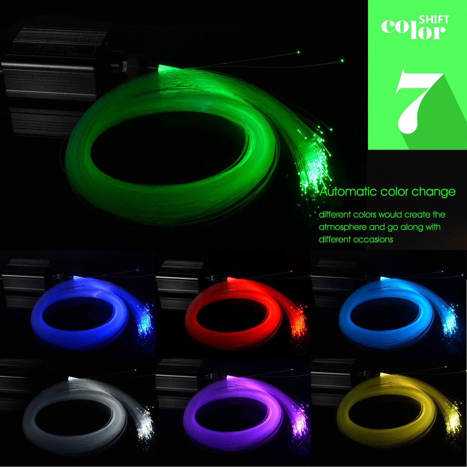 DEWEL Luce in Fibra Ottica, 16W RGBW Cielo Stellato, 450 pz*0.75mm*2m LED per Casa/Auto, Telecomando a 28 Tasti/Starry Sky Plafoniere Kit per Soffitto Room Decor
