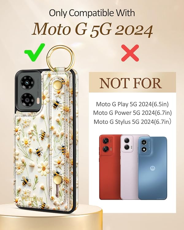 Petitian for Moto G 5G 2024 Wallet Case, Flower by Petitian - Used condition - Image 2