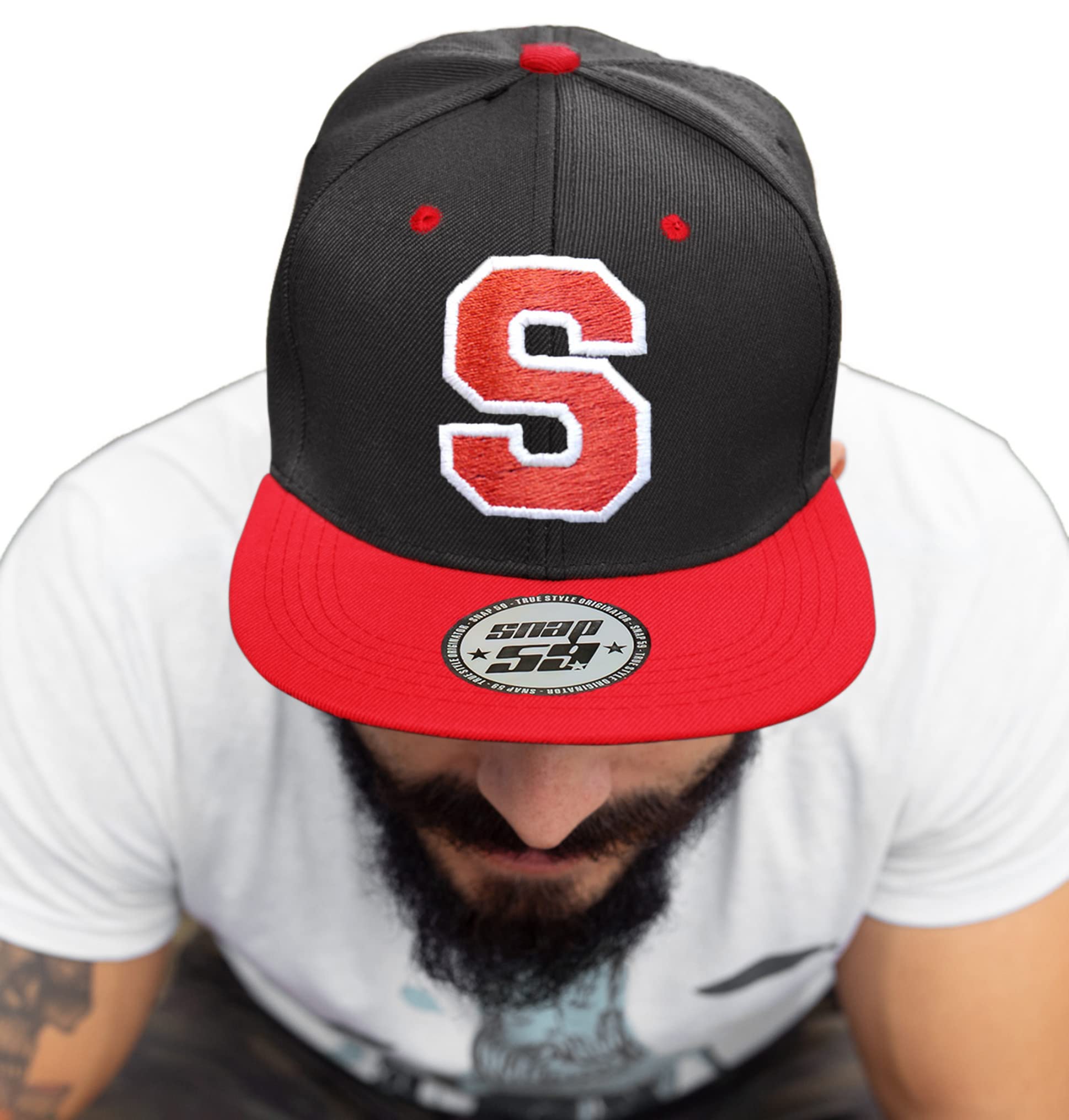 4sold ABC Letter Snapback Cap in Red Black/White with Letters A to Z (S)