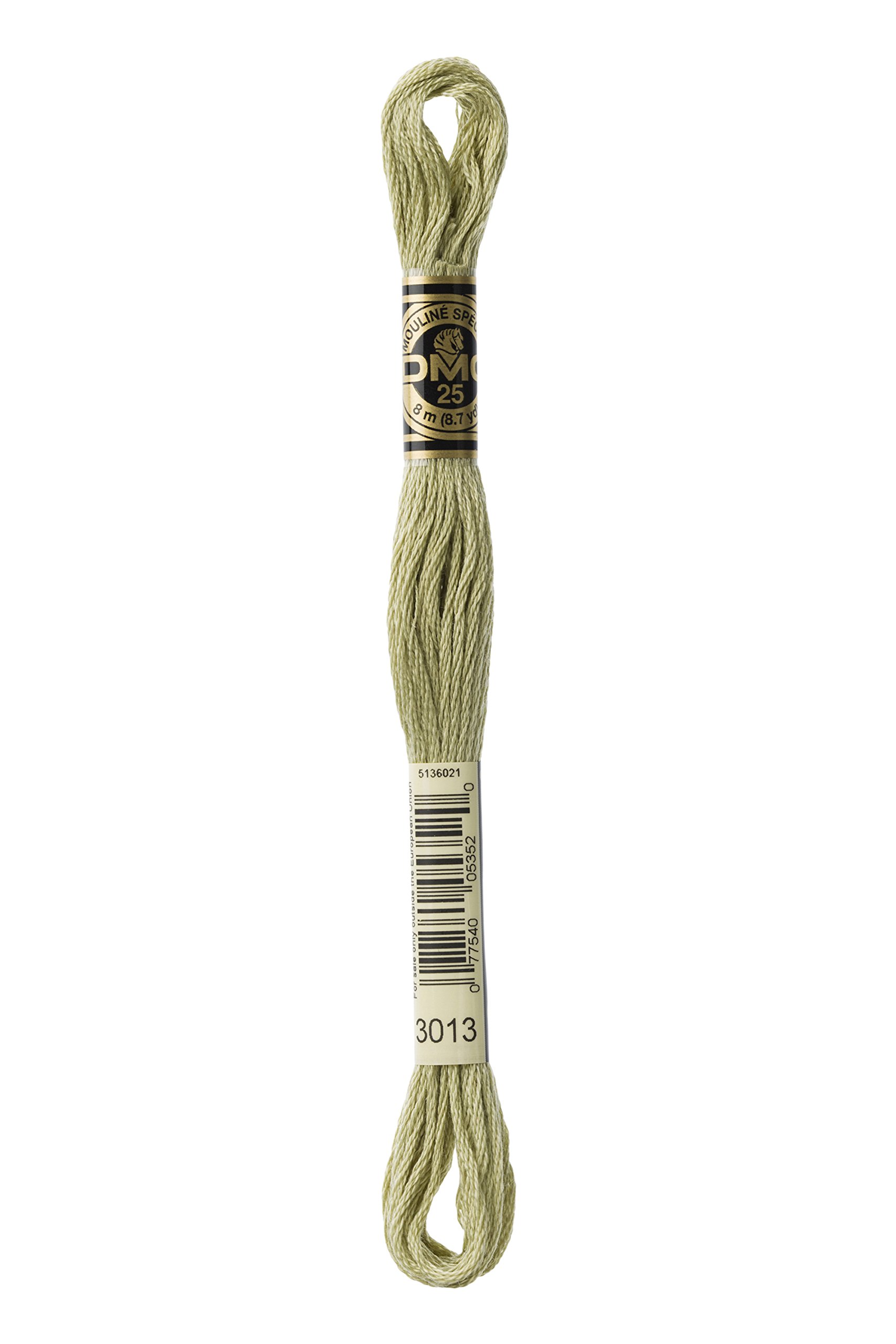 DMC 117-3013 Six Strand Embroidery Cotton Floss, Light Khaki Green, 8.7-Yard