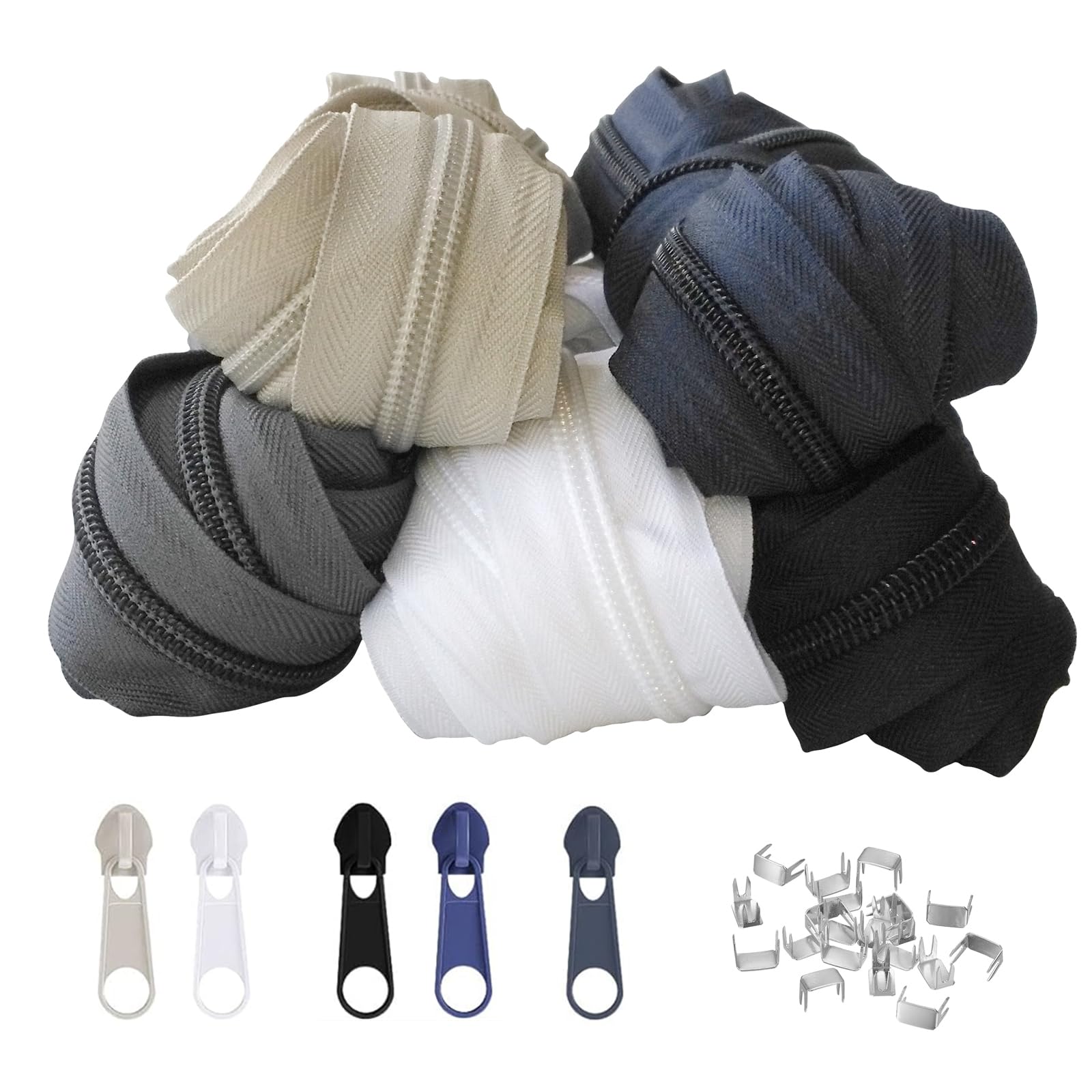 YaHoGa Eindeloze ritssluiting, 9 m, zilver per meter, donkerblauw, spiraalritssluiting 6 mm 25 YaHoGa Eindeloze ritssluiting, 9 m, zilver per meter, donkerblauw, spiraalritssluiting 6 mm 25