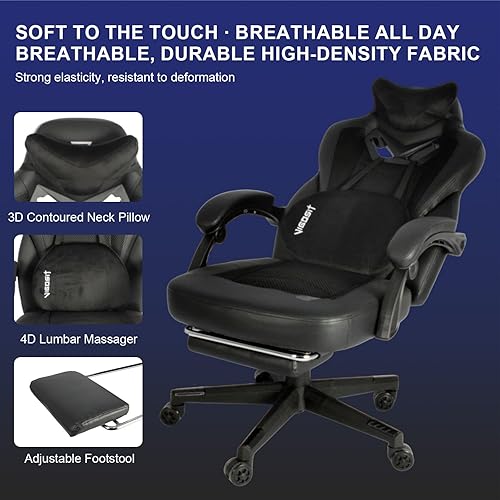 Miniatura 8 de Silla de juegos Pro, sillas ergonómicas para juegos para adultos y personas pesadas, silla reclinable de masaje para escritorio de oficina, silla