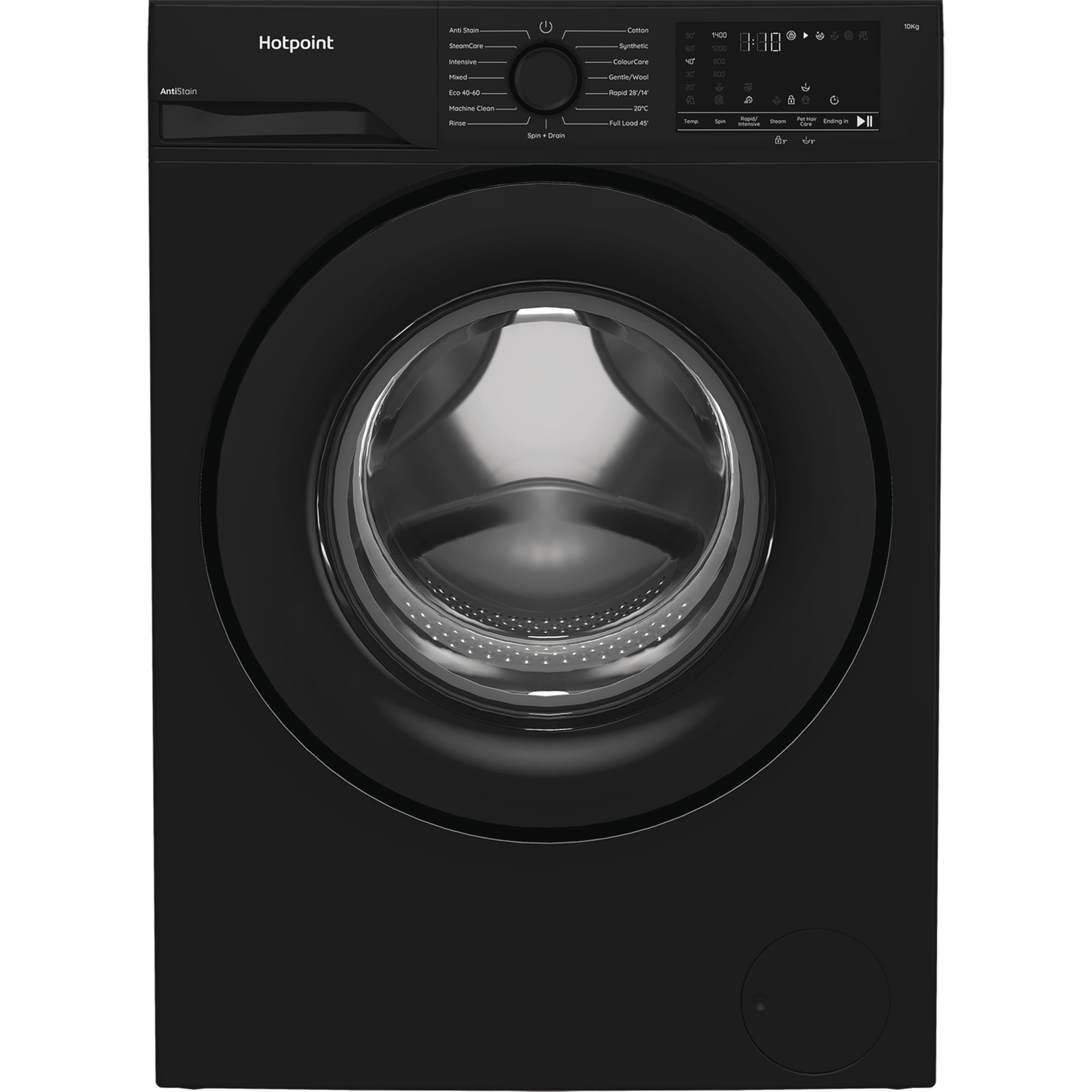 Hotpoint Washing Machine, 10 kg, 1400 RPM, Front Loading, Anti-Stain, SteamCare, Anti-Allergy, A Rated, 84.5x60x58 cm (White) — view 7