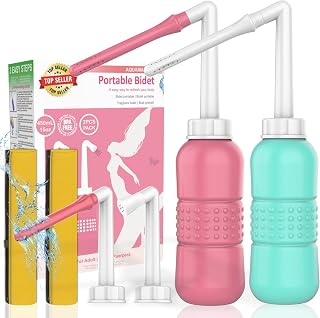 2PCS Vaginal irrigation Intimate Wash for Women,Portable Bidet Travel Bidets,Peri Bottle for Postpartum Care (Pink+Green)