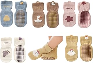 Berun Baby,Clothing,Baby Girls 0-24m,Socks & Tights,Socks Baby Socks Kids, Animal Printing Cartoon Toddler Sock with Grips Anti-slip Socks Baby Socks Set for Baby Girl Boy, 5 Pairs