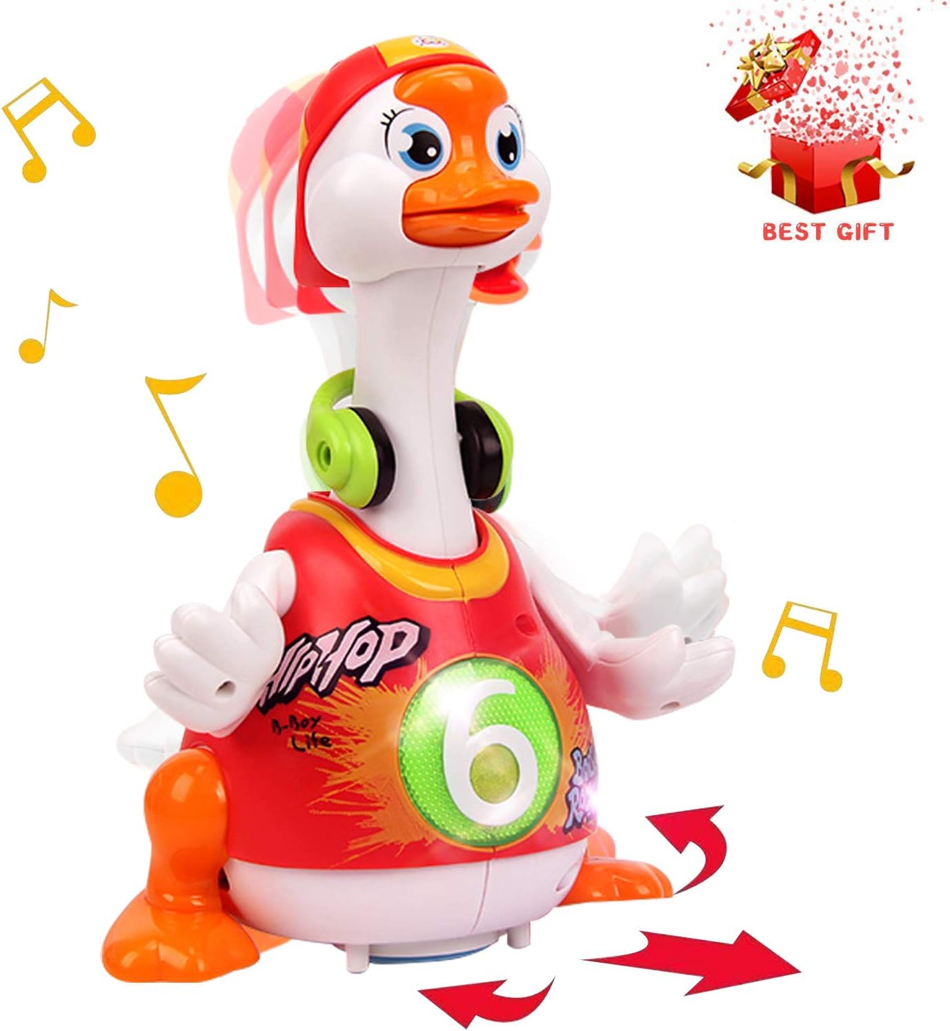 ACTRINIC Baby Musical Toys 12-18 months Early Education Funny Dancing Hip-Hop Swing Goose ,Music/Walking/Flashing Lights,Best Gift for 1 2 3 Years Old Boys Girls Toddler Toys(Random Color)