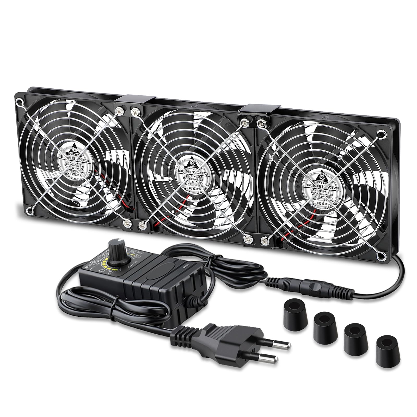 GDSTIME Ventilatore PC 120 mm 230 V Ventilatore 220 V 120 mm x3 con cuscinetto a sfera con controller di velocità regolabile per mobile server ricevitore convertitore di raffreddamento