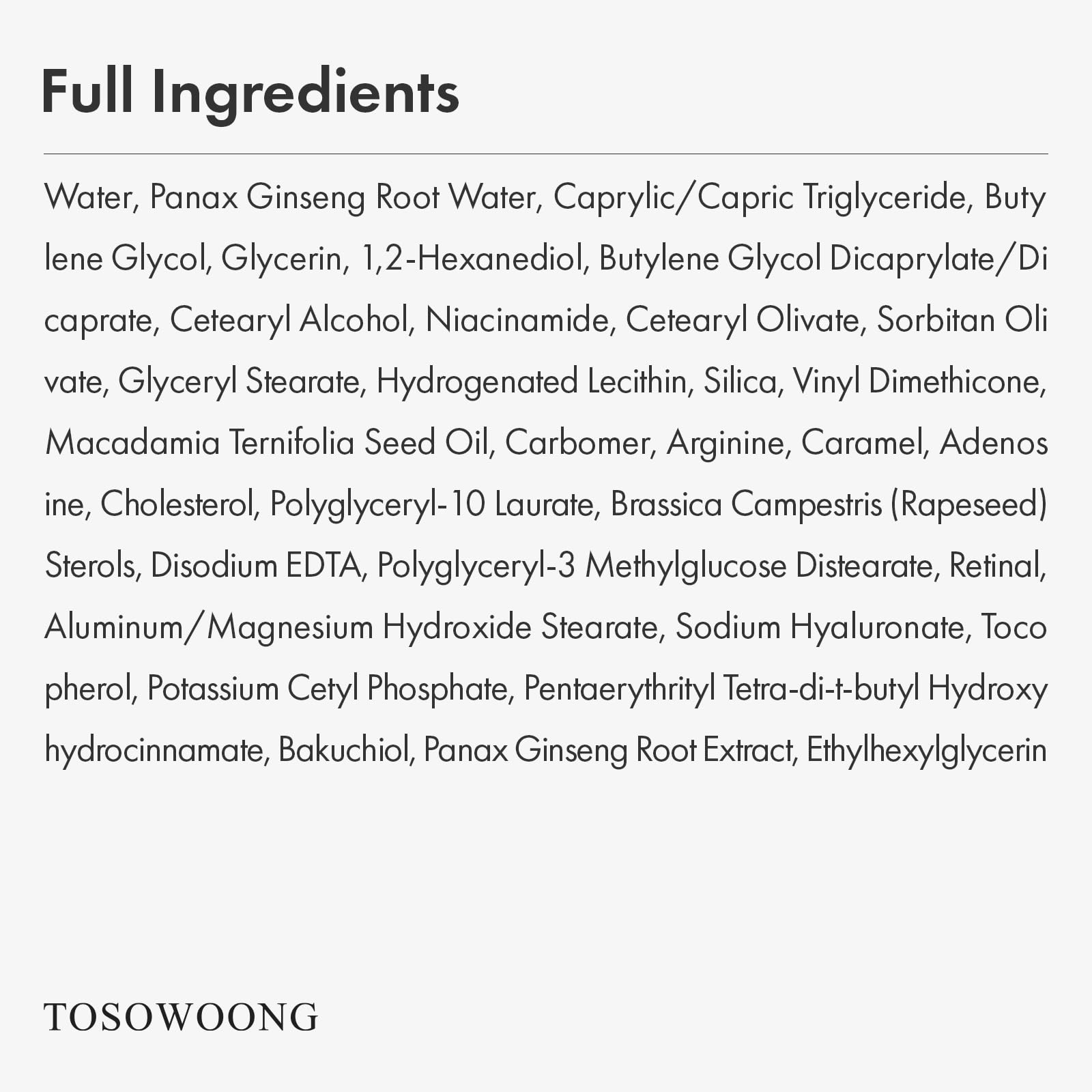 TOSOWOONG Ginseng Plus Siero Contorno Occhi al Retinale con Niacinamide e Bakuchiol, cura cosmetica per borse sotto gli occhi, linee sottili, occhiaie e rughe, Skincare coreana, 30ml
