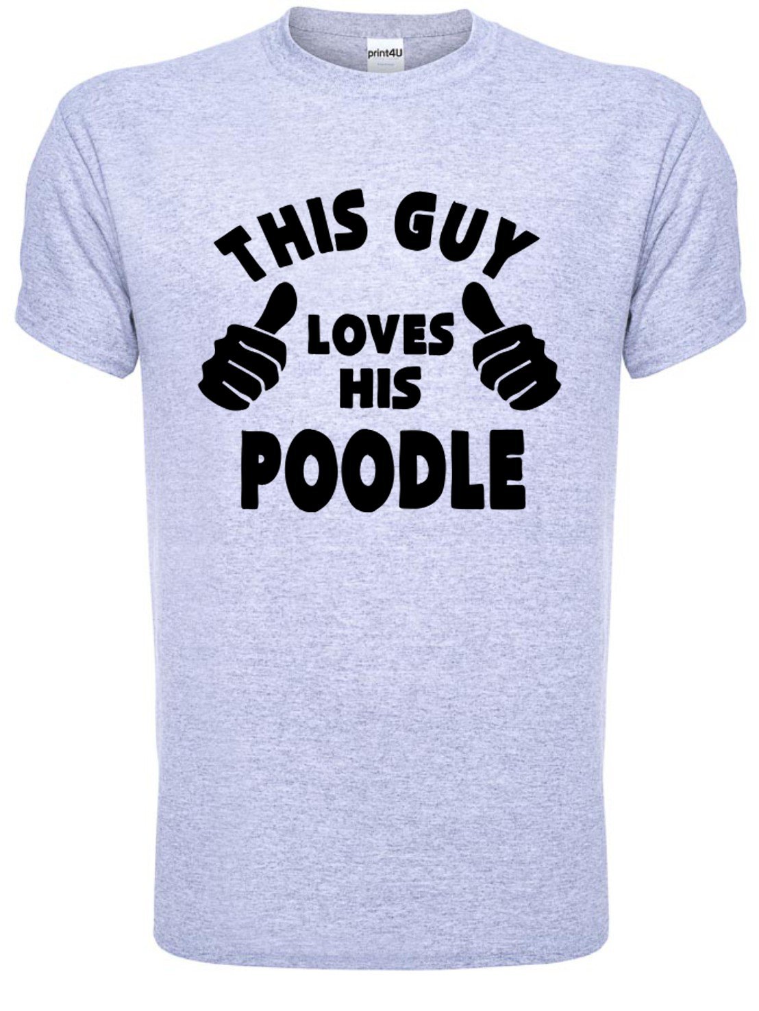 This Guy Loves His Poodle Dog Mens T-Shirt Medium Grey Black Text