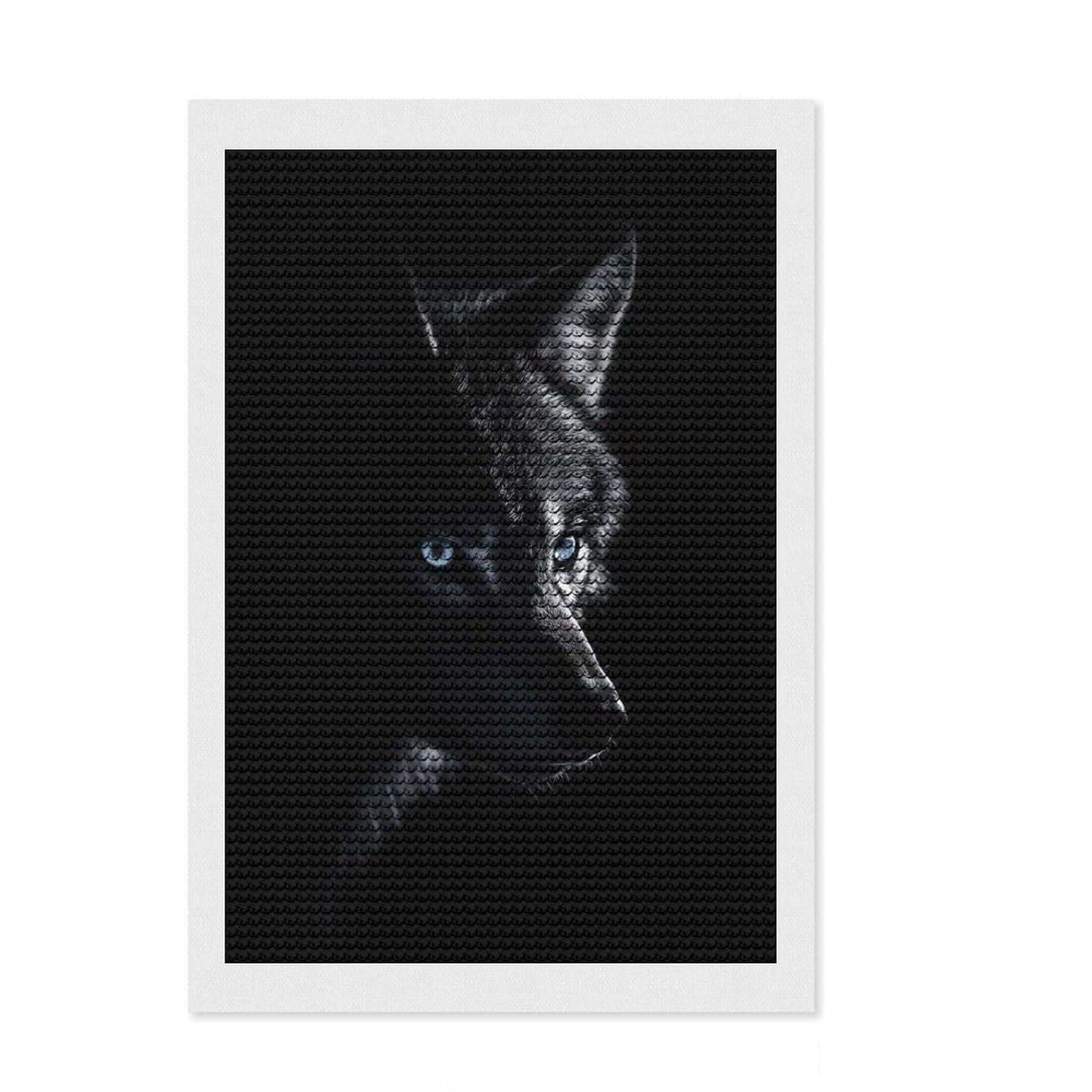 Junmoney Wolf in The Dark Diamond Art Canvas 8"x12", for Women, Simple to Start, Modern Decor, Gift Idea, Nice Detail and Sparkle