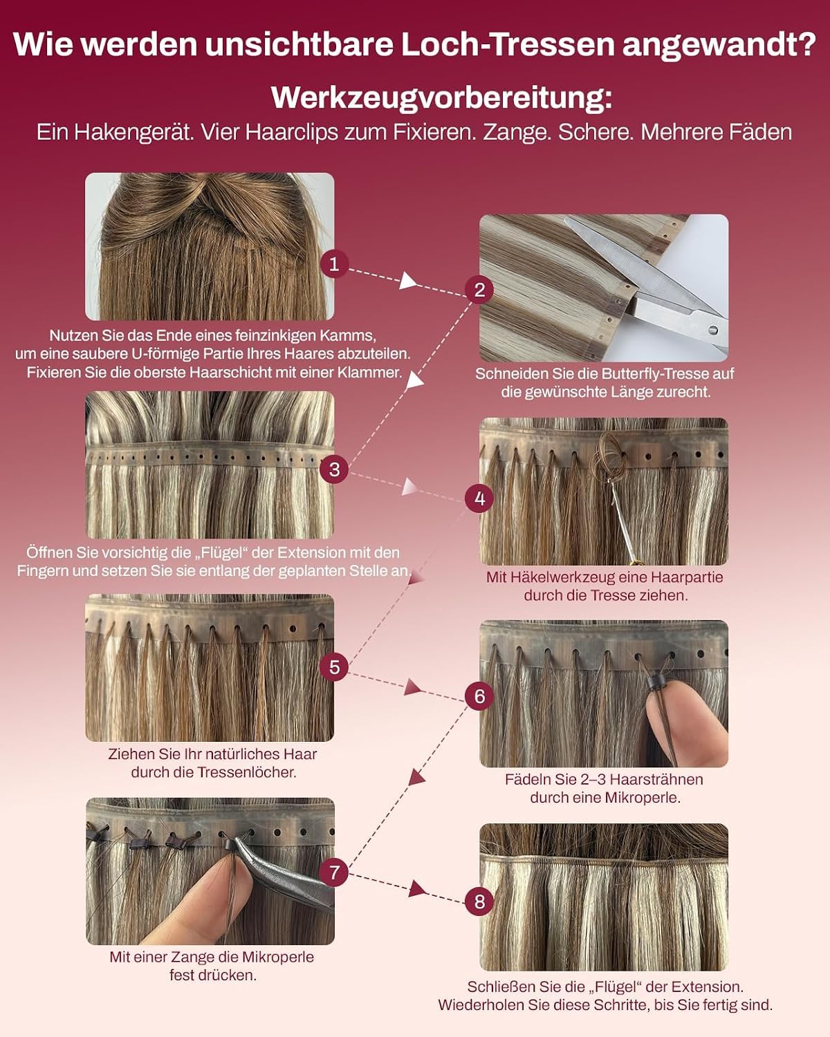 Moresoo Butterfly Weft Extensions Echthaar 50 g 24 Zoll Haarverlängerung | Natürlicher Look,Einfache Anwendung,Für Salon und Friseur,Leicht Zu Stylen,Haarverdichtung Mehr Volumen Hochwertig