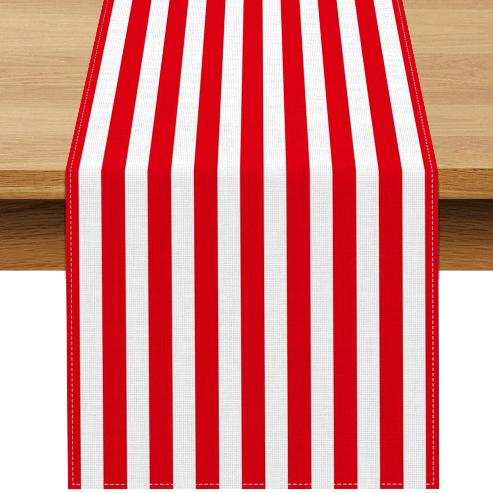 Photo 1 of Buxiuer Circus Carnival Red and White Striped Table Runner (13" x 108")