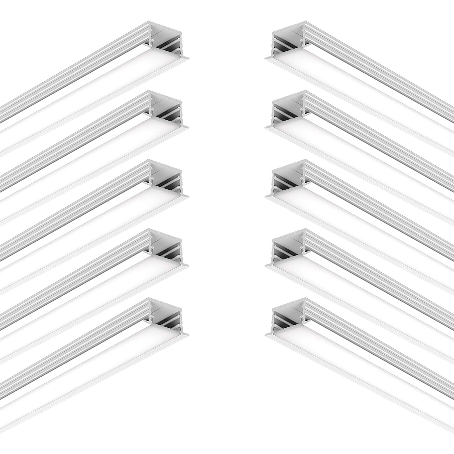 G.W.S® Recessed LED Profile, 10-Pack Aluminium Channel for LED Strip Light, 1 Metre 20.7mmx10mm (337-Y2110)