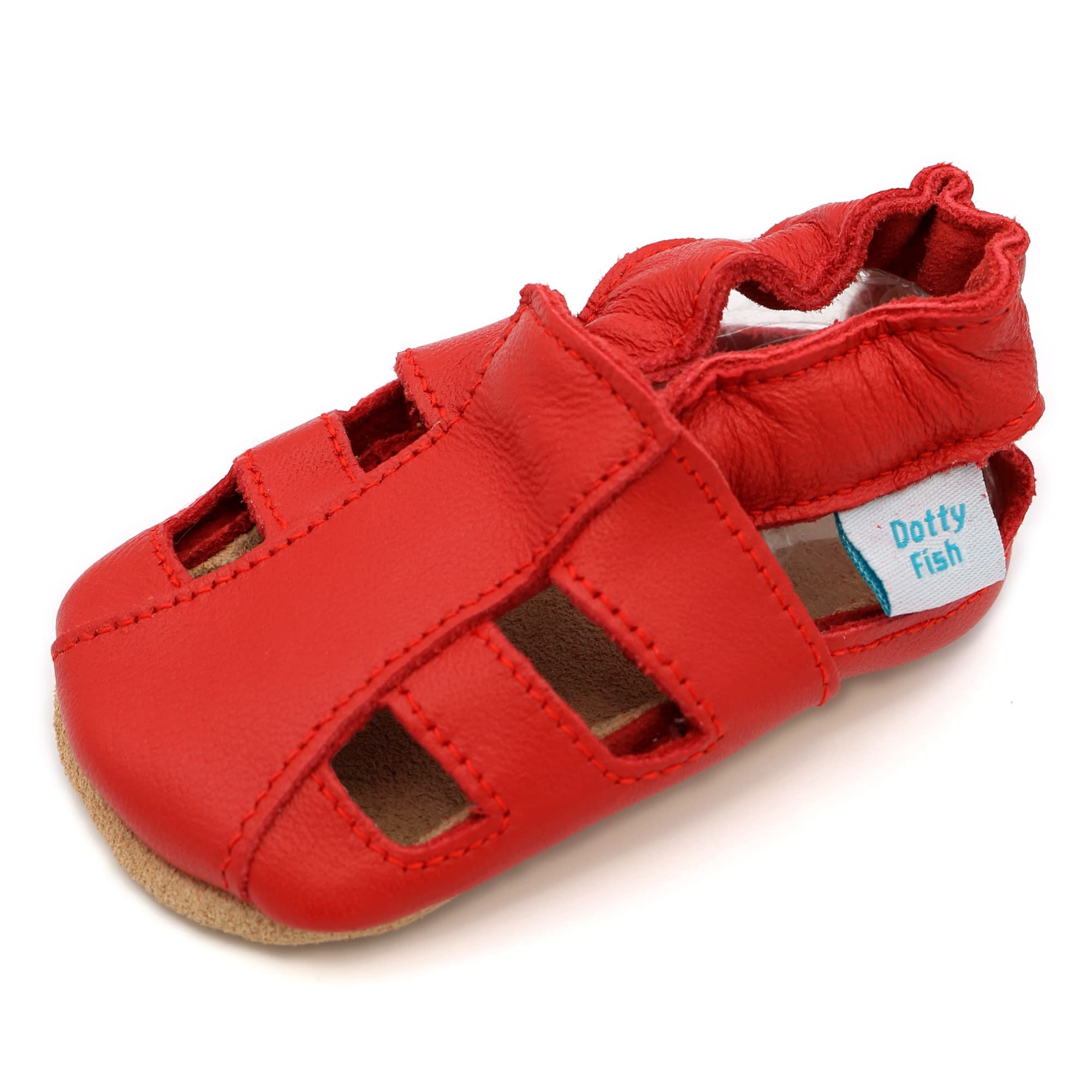 Dotty Fish Soft Sole Leather Sandals for Babies & Kids – Barefoot Feel, Non-Slip Sole, Breathable, Lightweight & Flexible Summer Shoes for Boys & Girls - British Brand - 0-6 Months - 4-5 Years — view 9