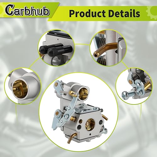 Miniatura 5 de Carbhub Carburador para Poulan P3314 P3416 P3816 P4018 PP3416 PP3516 PP3816 PP4018 PPB3416 PPB4018 PPB4218 42cc Motosierra de gas eléctrico