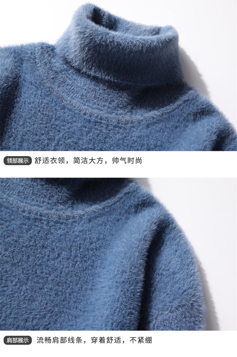 Męskie wełniane swetry, solidny gruby golf sweter zimowy sweter