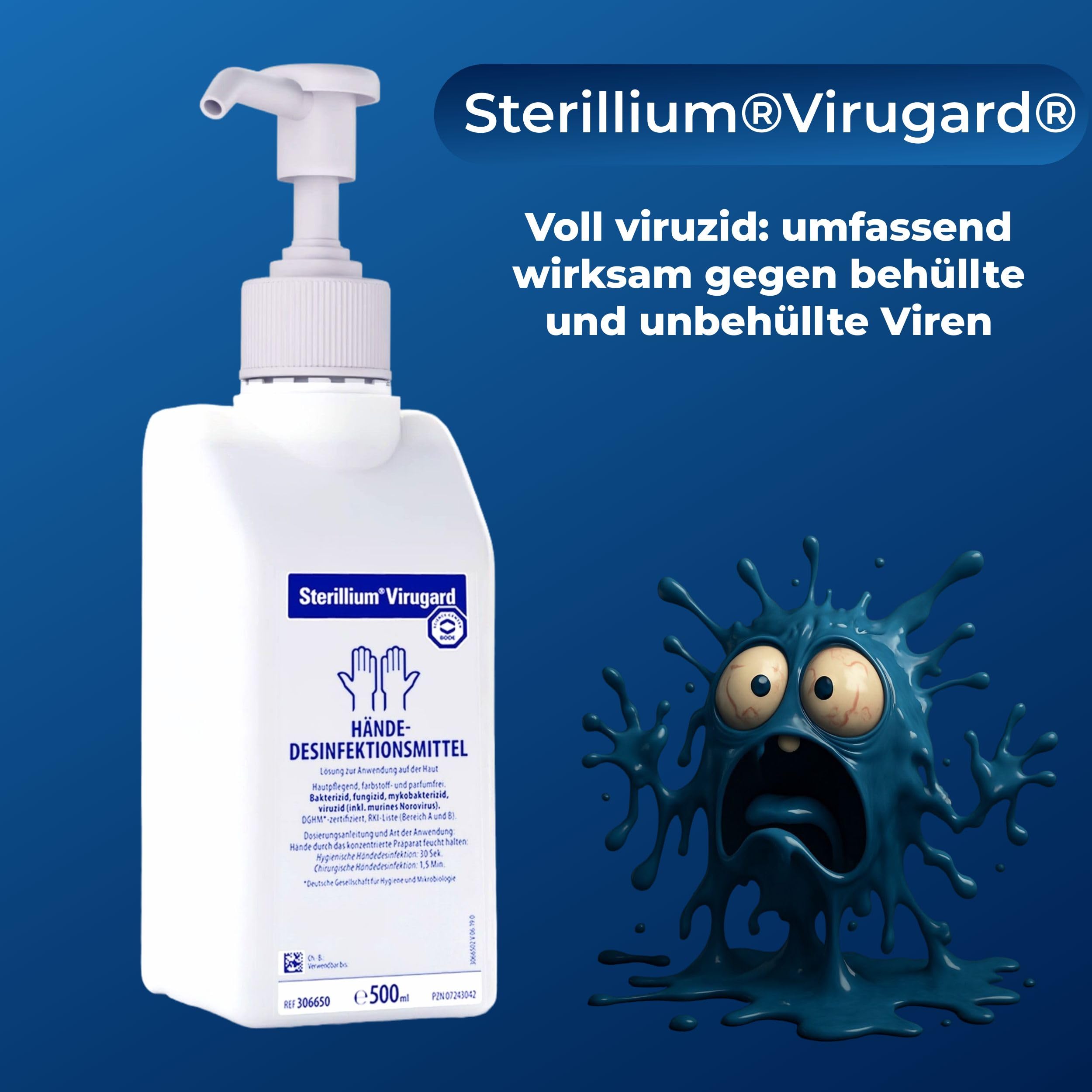 Sterillium VIRUGARD viruzides Handdesinfektionsmittel SETs inkl. Dosierpumpe beseitigt Bakterien zu 99,9% (2x 500ml)
