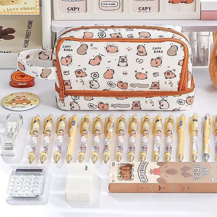 Image of Storio Pencil Box Pouch for School Kids Girls & Boys Aesthetic | Cute Stationary Compass Box Case Organiser | Travel Organiser