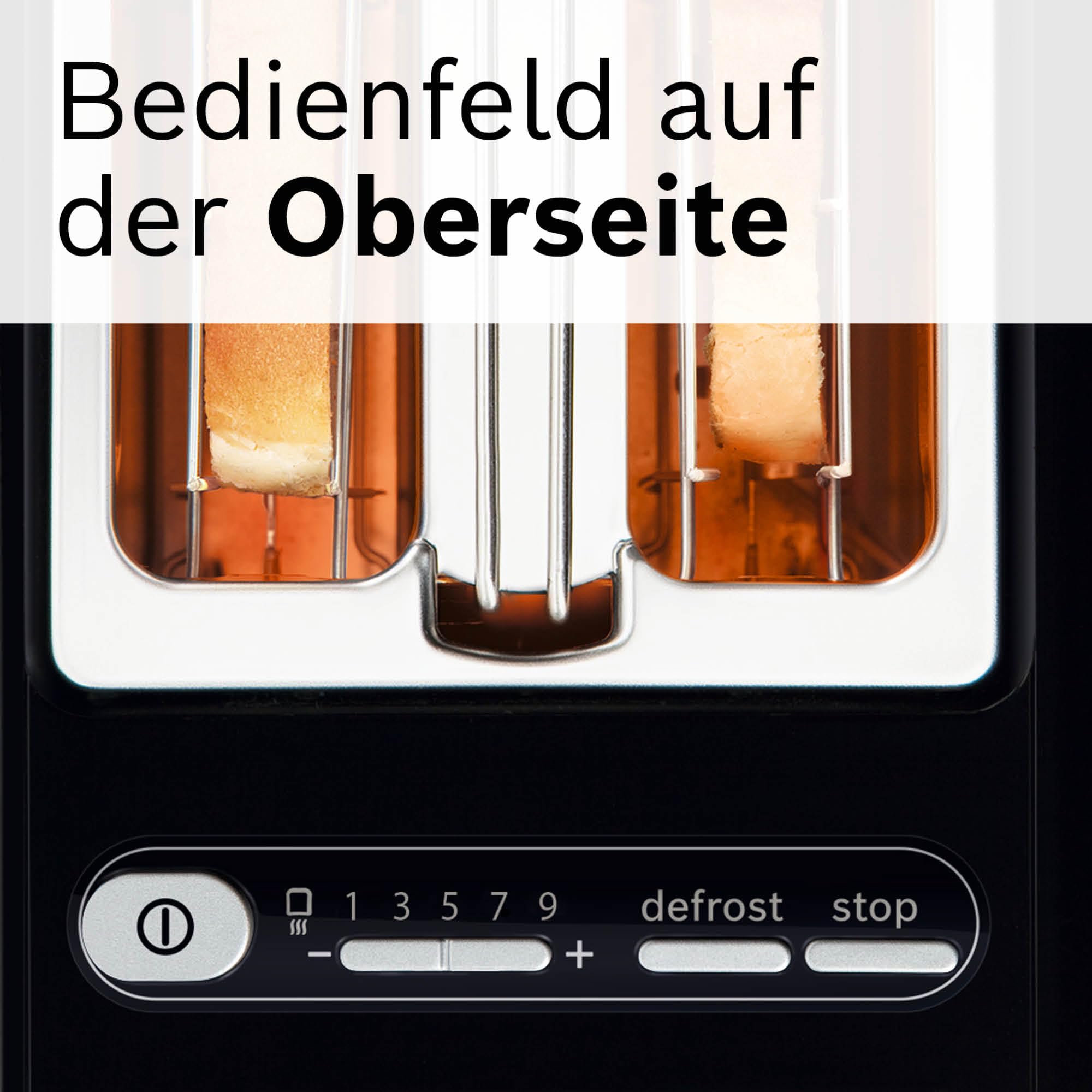 Bosch Toaster Styline TAT8613N, integrierter Brötchenaufsatz, Liftfunktion, Auftaufunktion, Abschaltautomatik, Brotzentrierung, 800 W, Edelstahl/schwarz