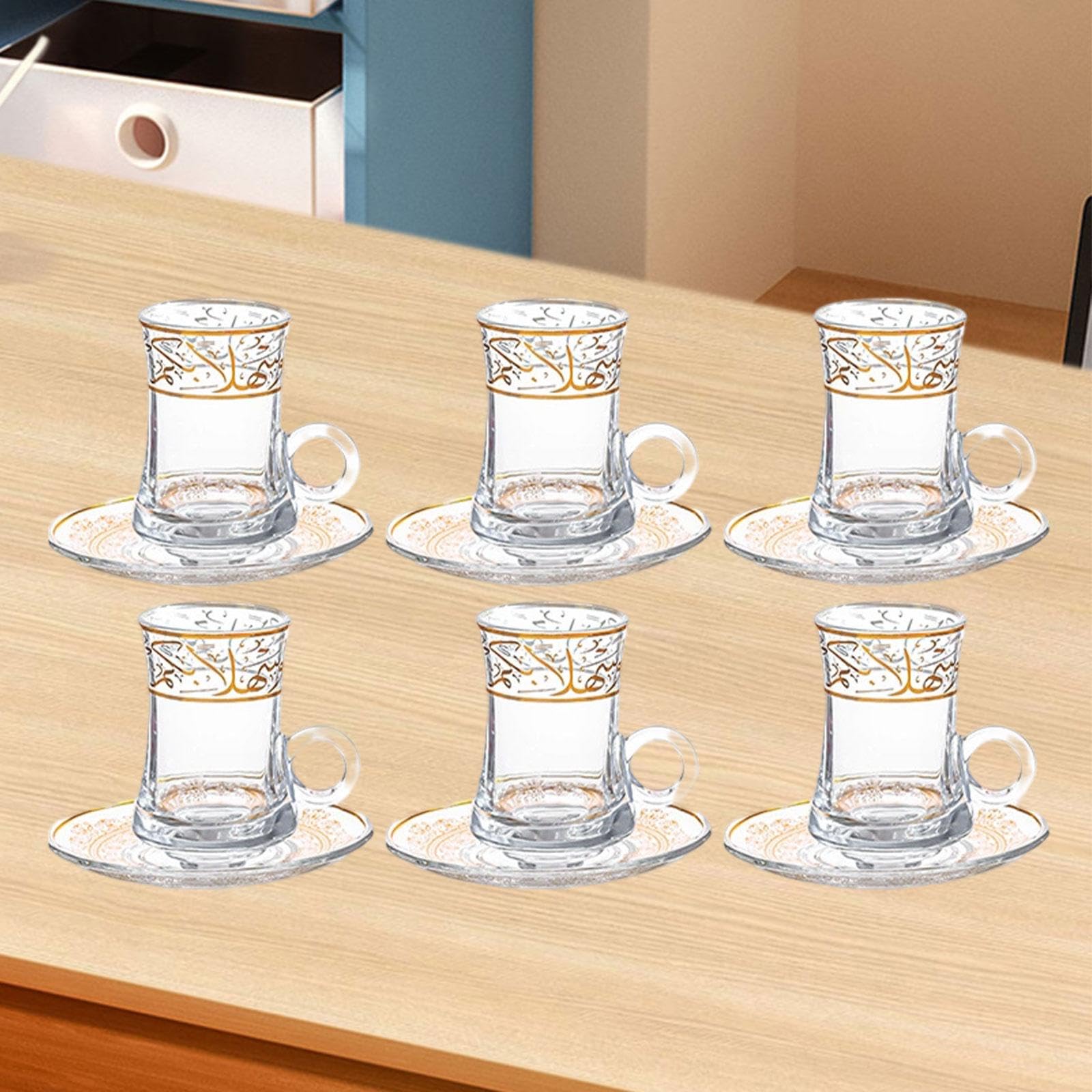 6pcs Tea Becher Kaffeetassen Milchsaft Tasse Hitzefeste Kaffeetasse mit Untertassen -Espresso -Tassen für Milchsaft