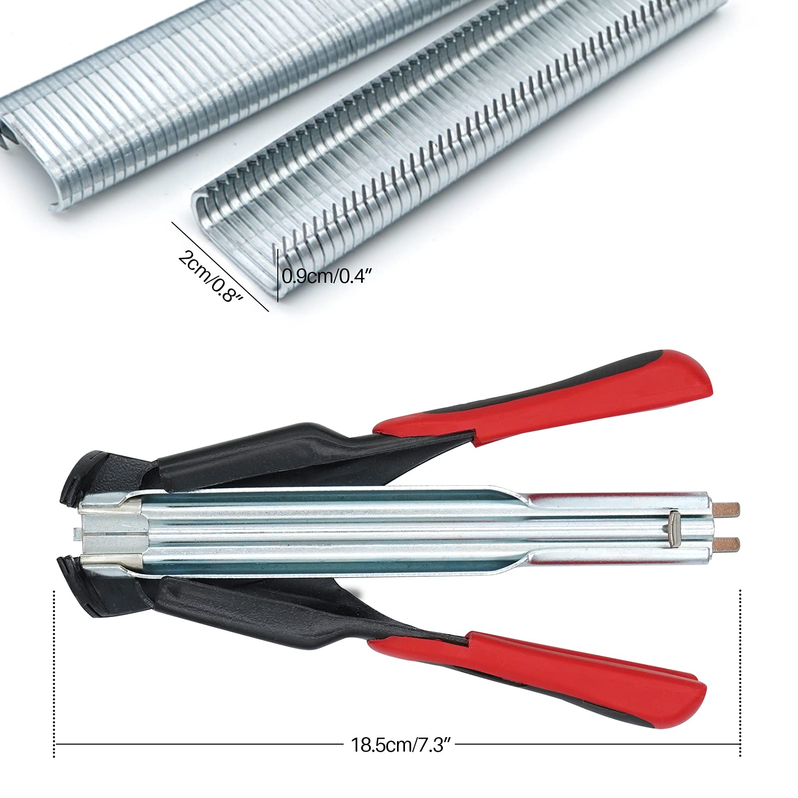 BREUAILY Varkensringtang, automatische hekwerktang, met 2500 stuks C-type nagels voor gaas, dierenkooien, automatrassen, banken