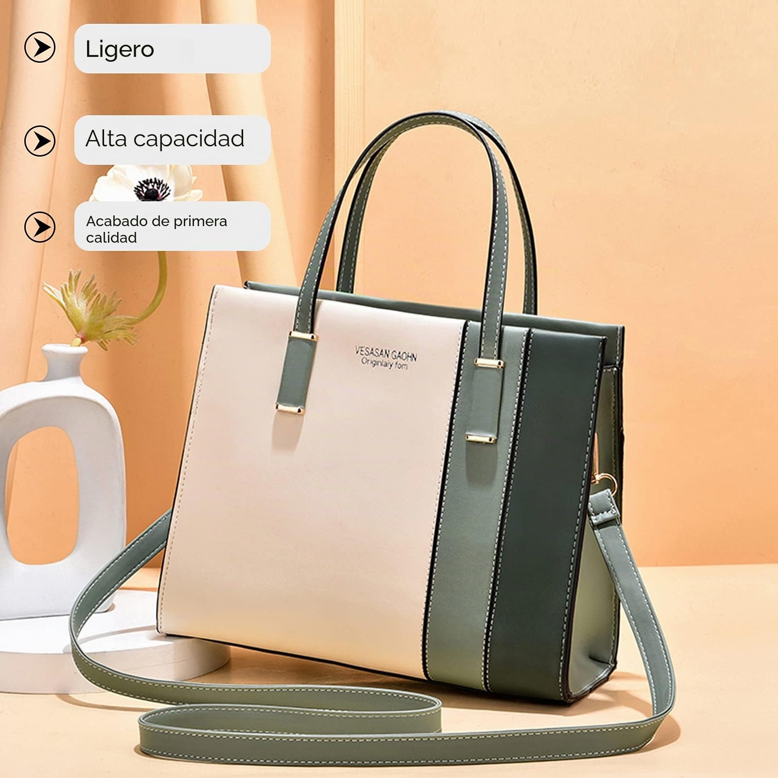 FANDARE Elegante Bolsos de Mujer Bandolera Impermeable PU Cuero Señora Bolso Mano Hombro Cruzado para Viaje Trabajo Escuela Compras Crossbody Bag