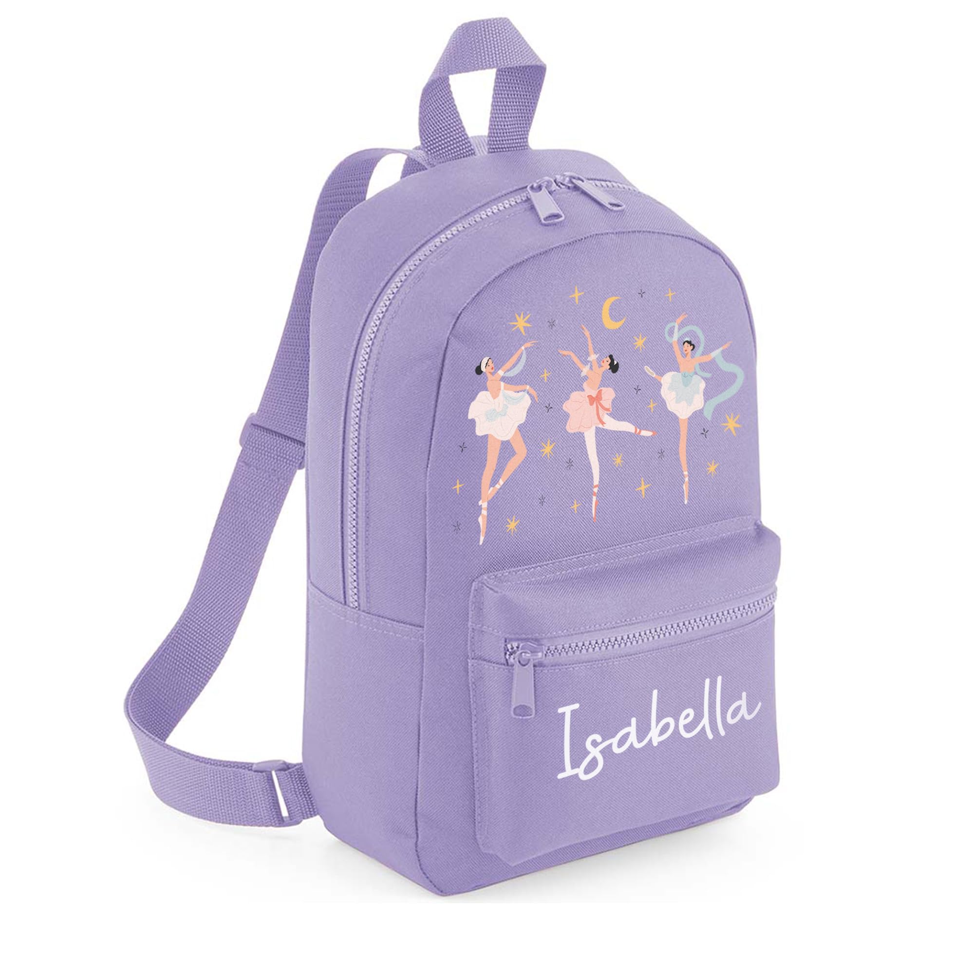 A1 Graphics Ltd Girls Lavender Personalised Ballerina Kids Backpack Custom With Name Choice Of Colours Ballet School Bag With Adjustable Straps For Children & Toddlers (Lavender)