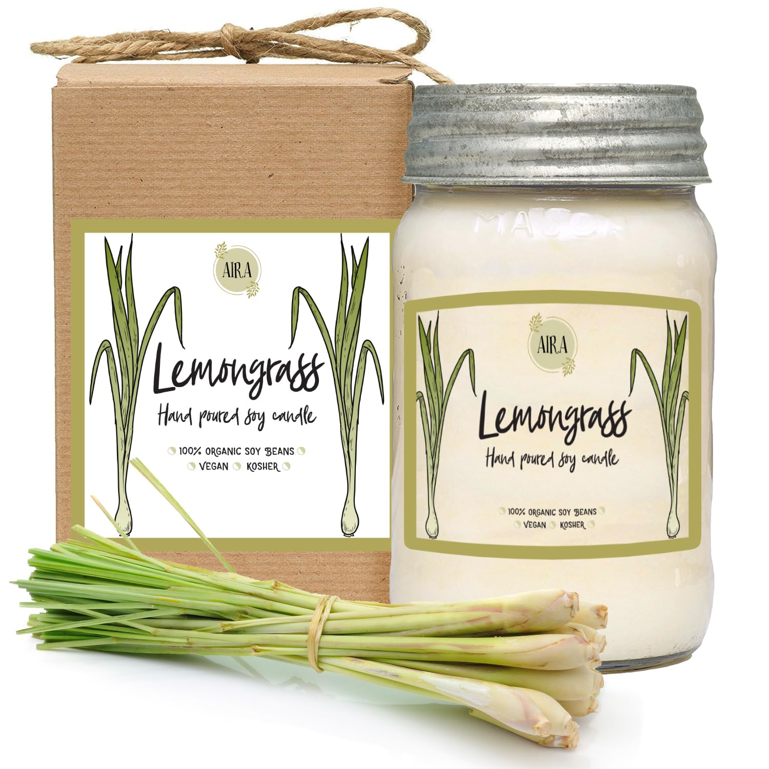 Bougies de soya bio Aira de qualité thérapeutique fait main