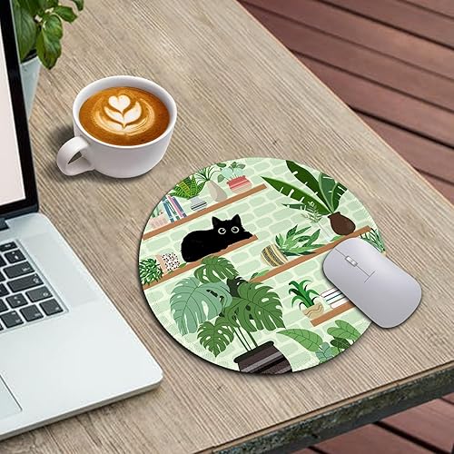 Miniatura 3 de Alfombrilla de mouse para gatos, bonita alfombrilla de mouse pequeña para escritorio, alfombrilla de mouse redonda de viaje para mouse inalámbrico,