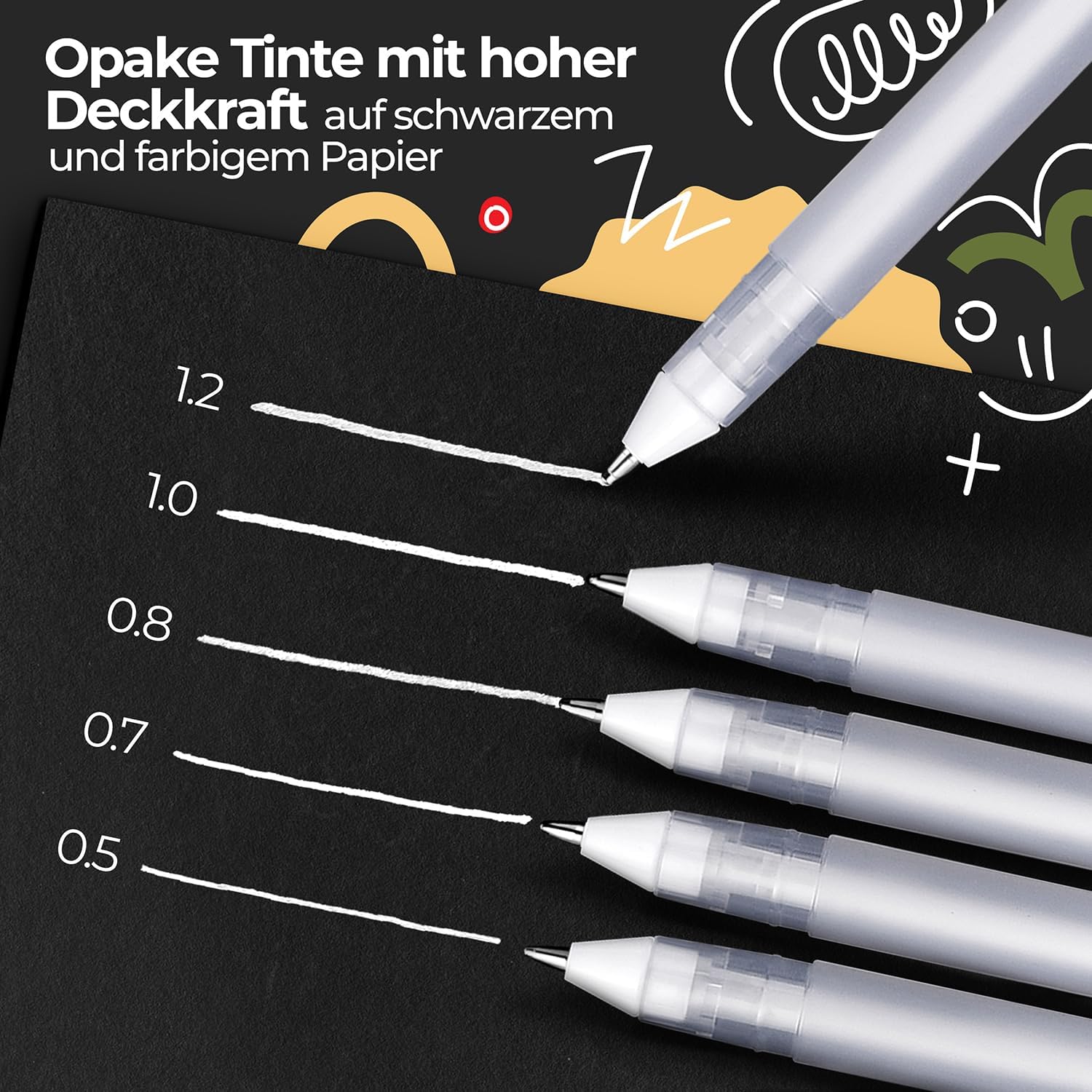 Aazon.co: Fhyhej White Gel Pens,1, Fine Point Opaque White Archival Ink Pen For Black Paper