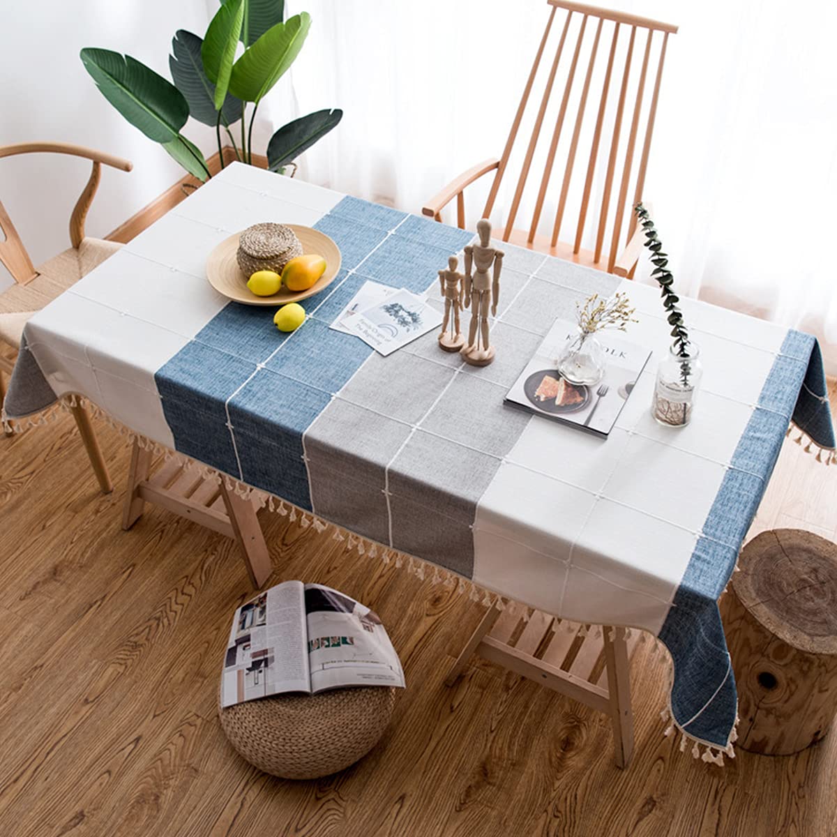 Rakila Tischdecke 140x140 Cm – Baumwoll-Leinen, Bestickt, Quadratisch, Für Küche & Feiern