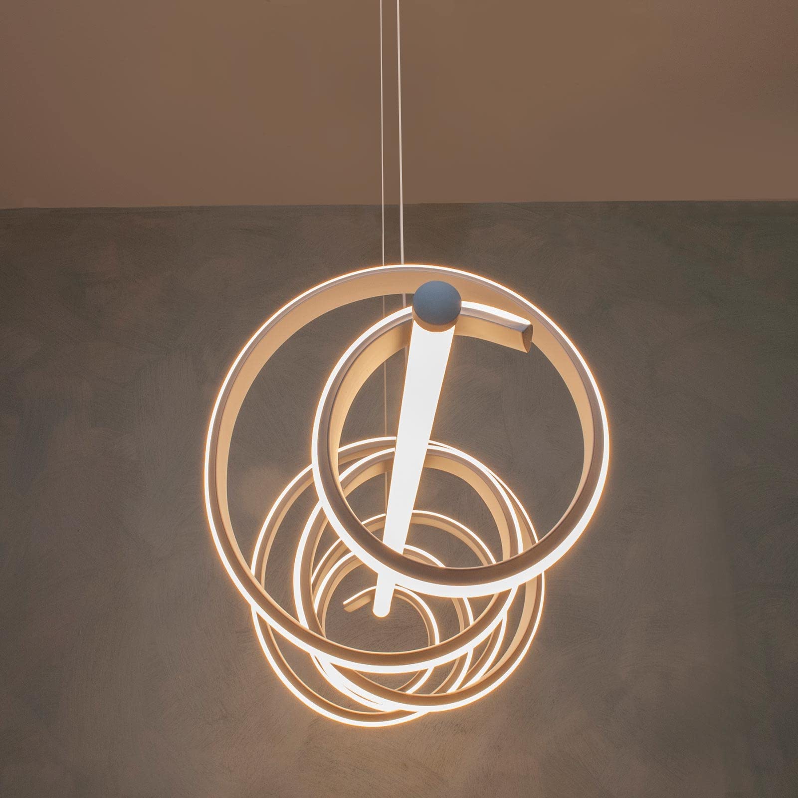Planetitaly Lampadario pendente stilizzato LED 60W CCT da 3000K a 6500K lampada a sospensione design moderno illuminazione cucina, soggiorno, salotto, ristorante, pizzeria, alimentazione 230V