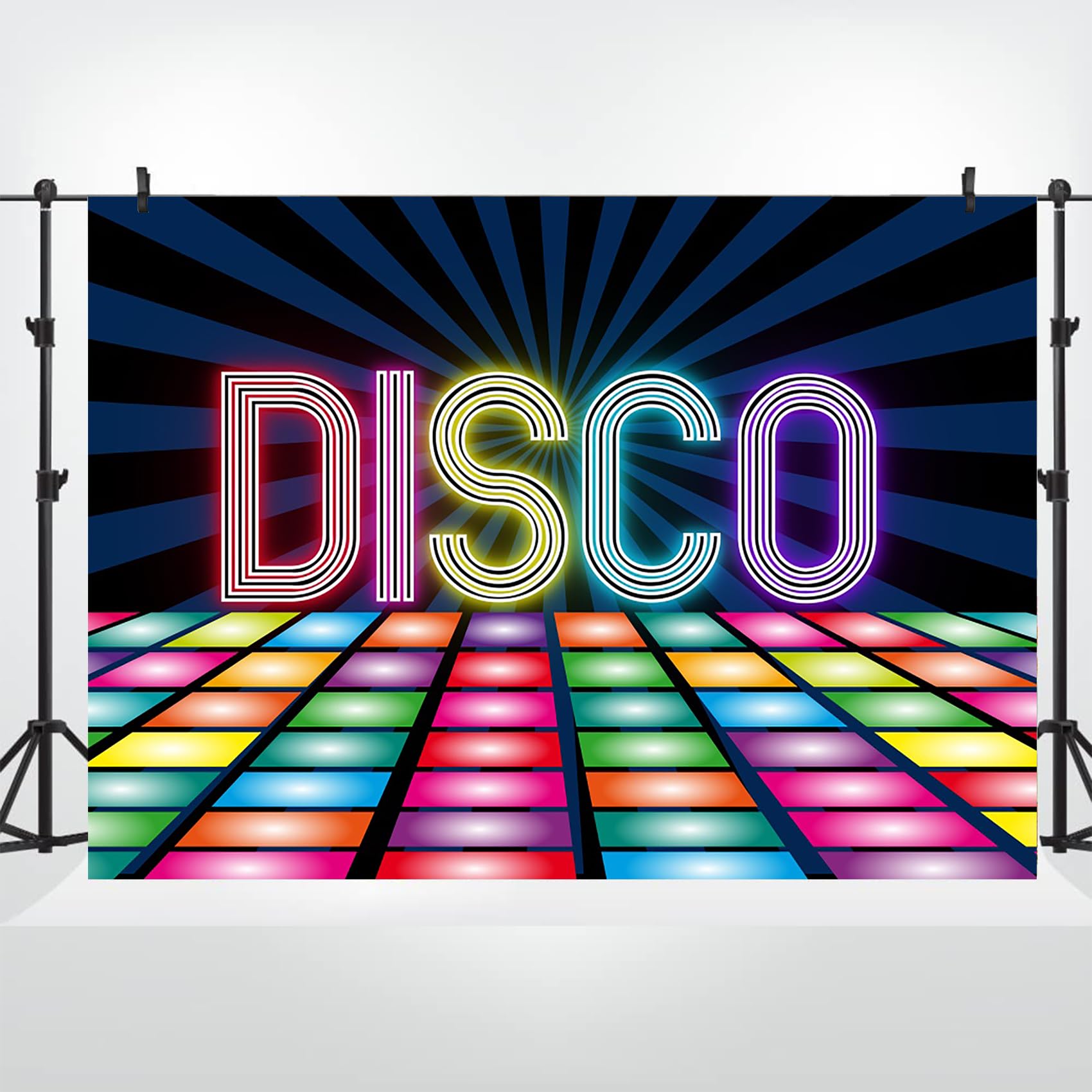 3,7 x 3 m dyskoteka impreza tło winylowe klub nocny neonowe światło muzyka taniec fotografia tło 'Let's Glow Crazy 80s 90' dorośli dyskoteka baner baner fotobudka rekwizyty