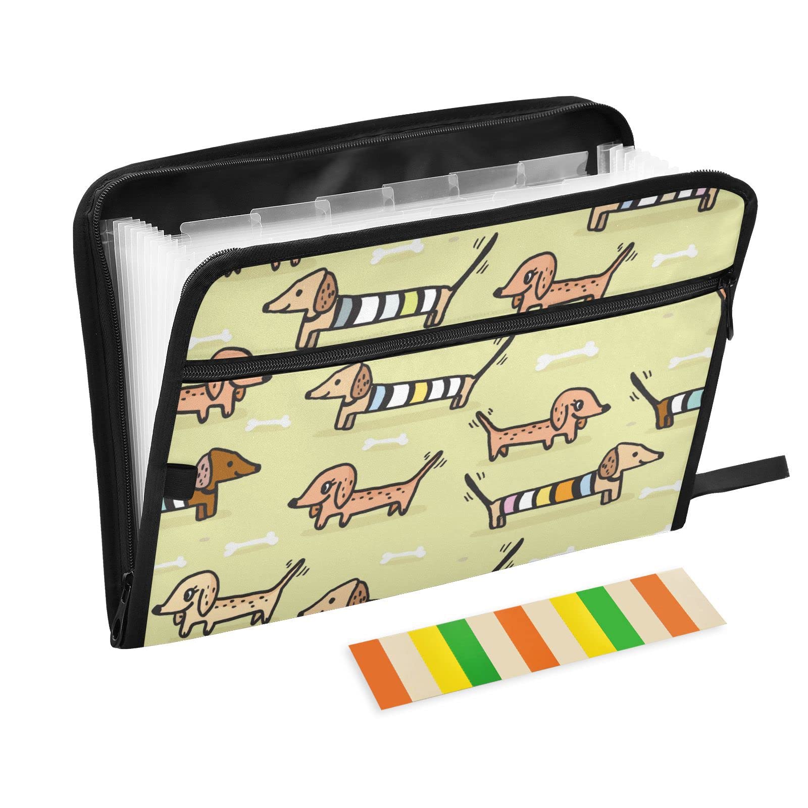 ZZKKO Dachshund Puppy Expandable File Folder - 13 Pockets, Letter Size, Cute Yellow Document Organizer - View #9