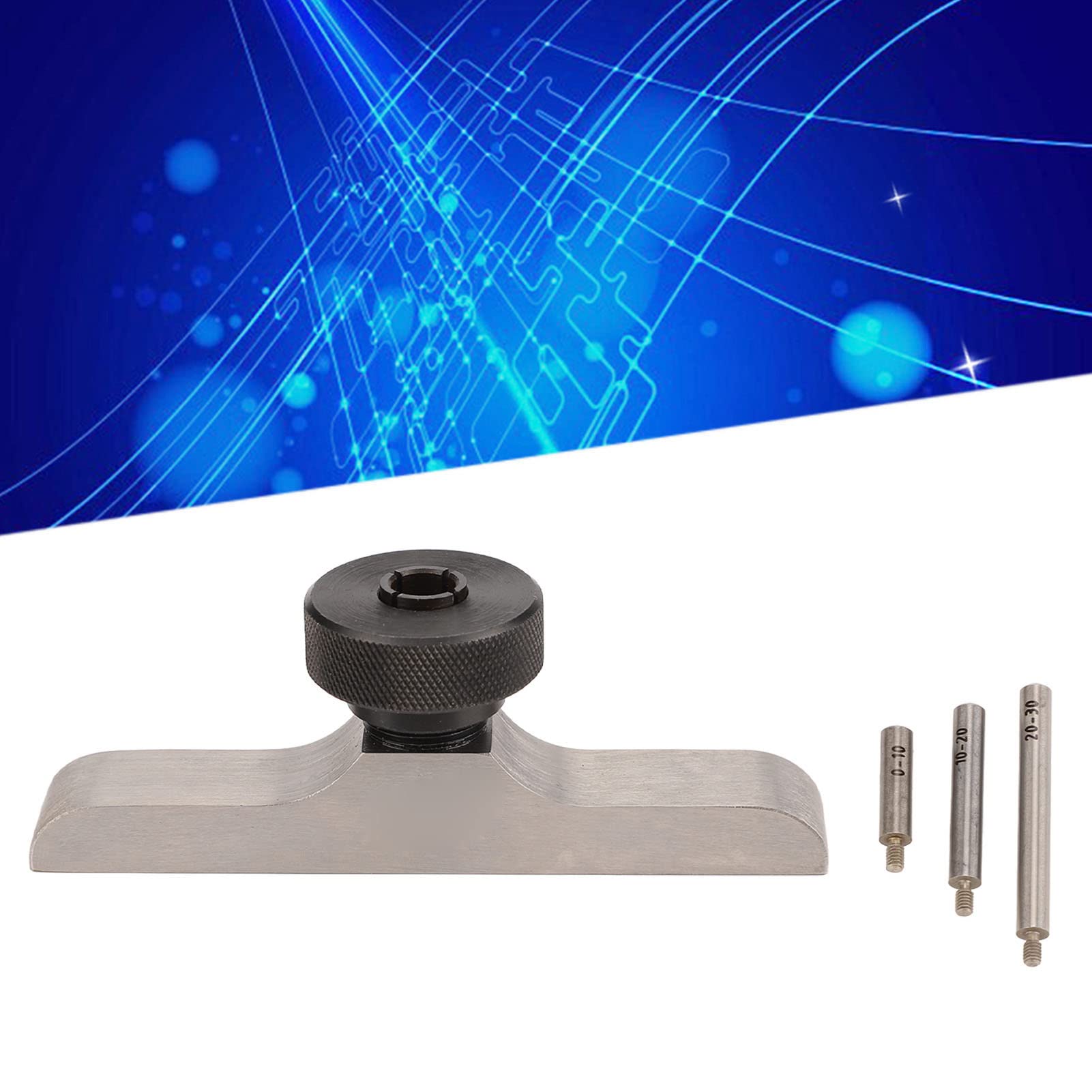 Base con Indicatore di Profondità Supporto Micrometro Aste Prolunga 3 Pezzi Acciaio Inossidabile Temprato 103x17 mm