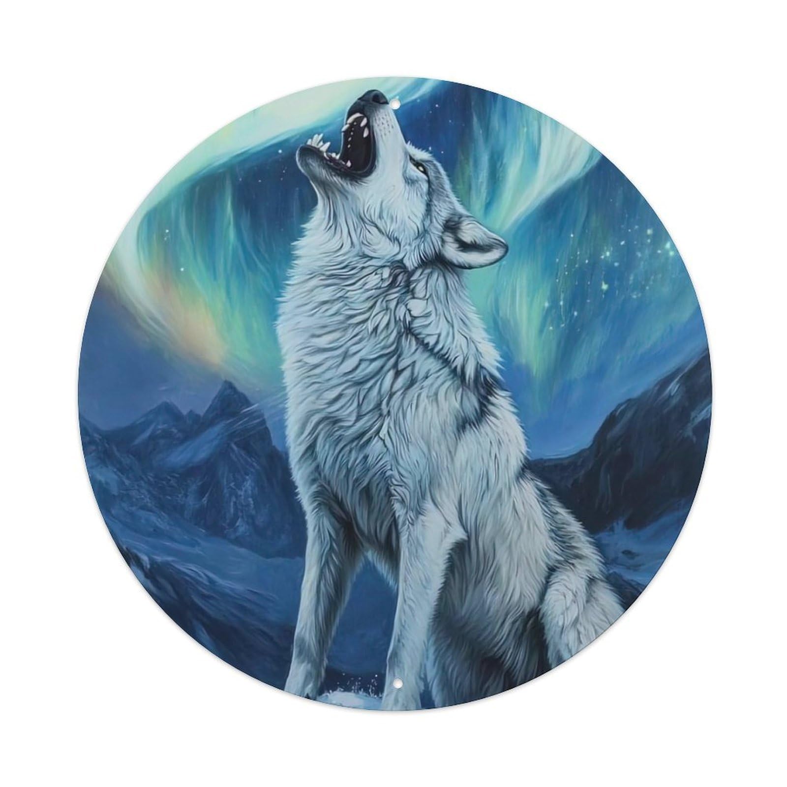 Animal Wolves in The Aurora Borealis Metal Tin Sign