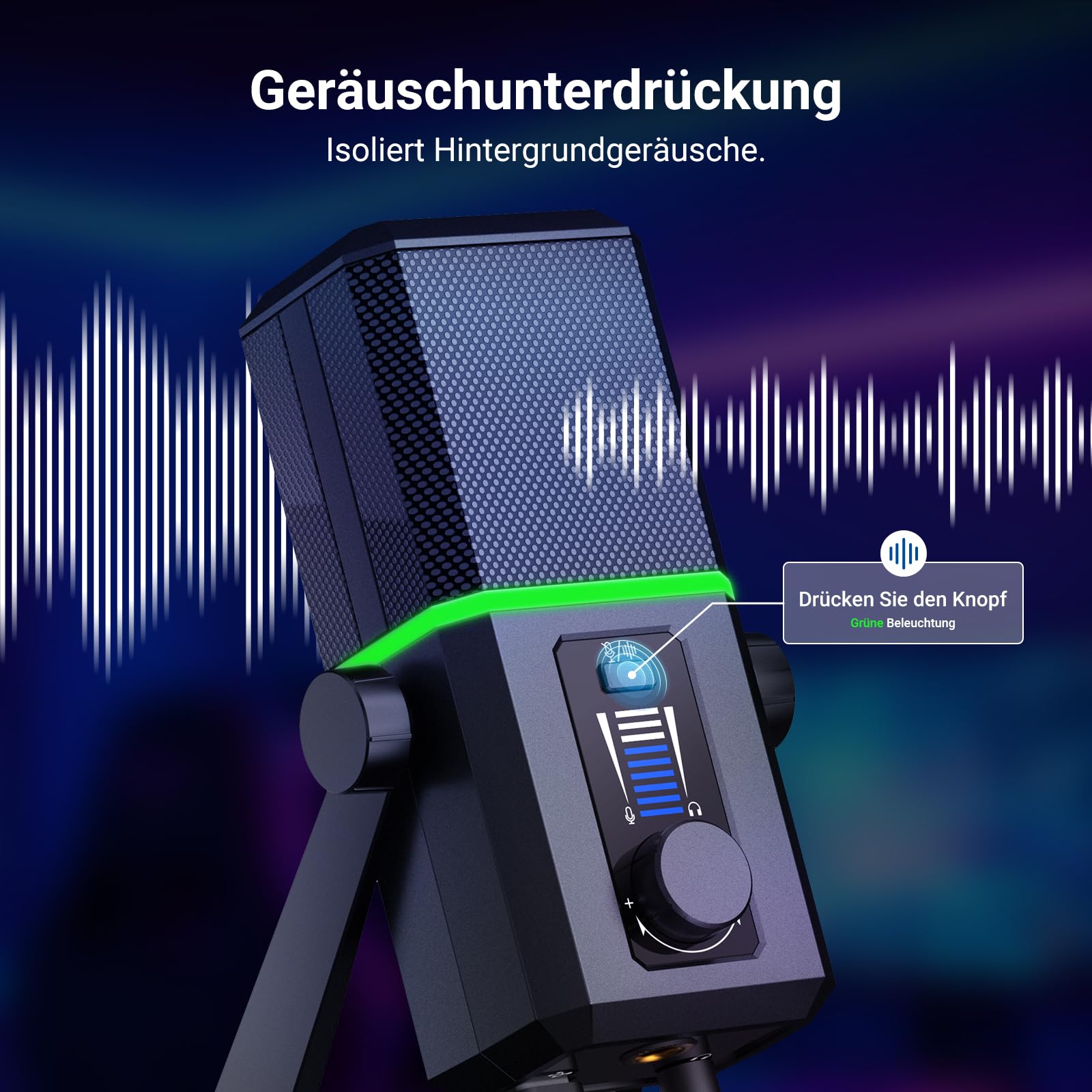 NEEWER RGB USB Mikrofon für Gaming Streaming Podcasts, Nierencharakteristik Kondensator Microphone mit Geräuschunterdrückung für Monitoring kompatibel mit iPhone iPad Mac PC Android PS5/PS4 Pro/PS4