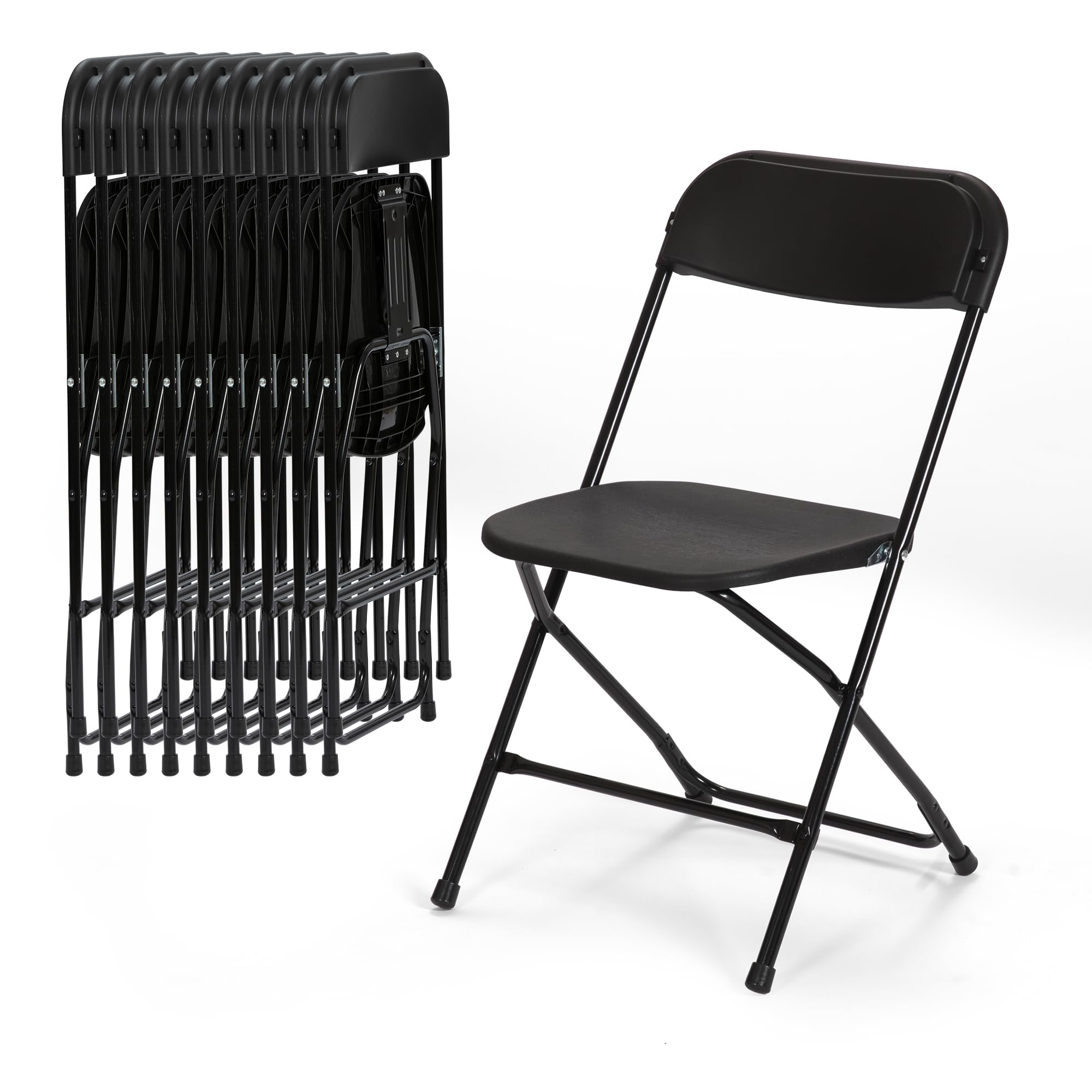 Real Relax Plastic Folding Lightweight Foldable Comfortable Event Chair, 10pack, Black